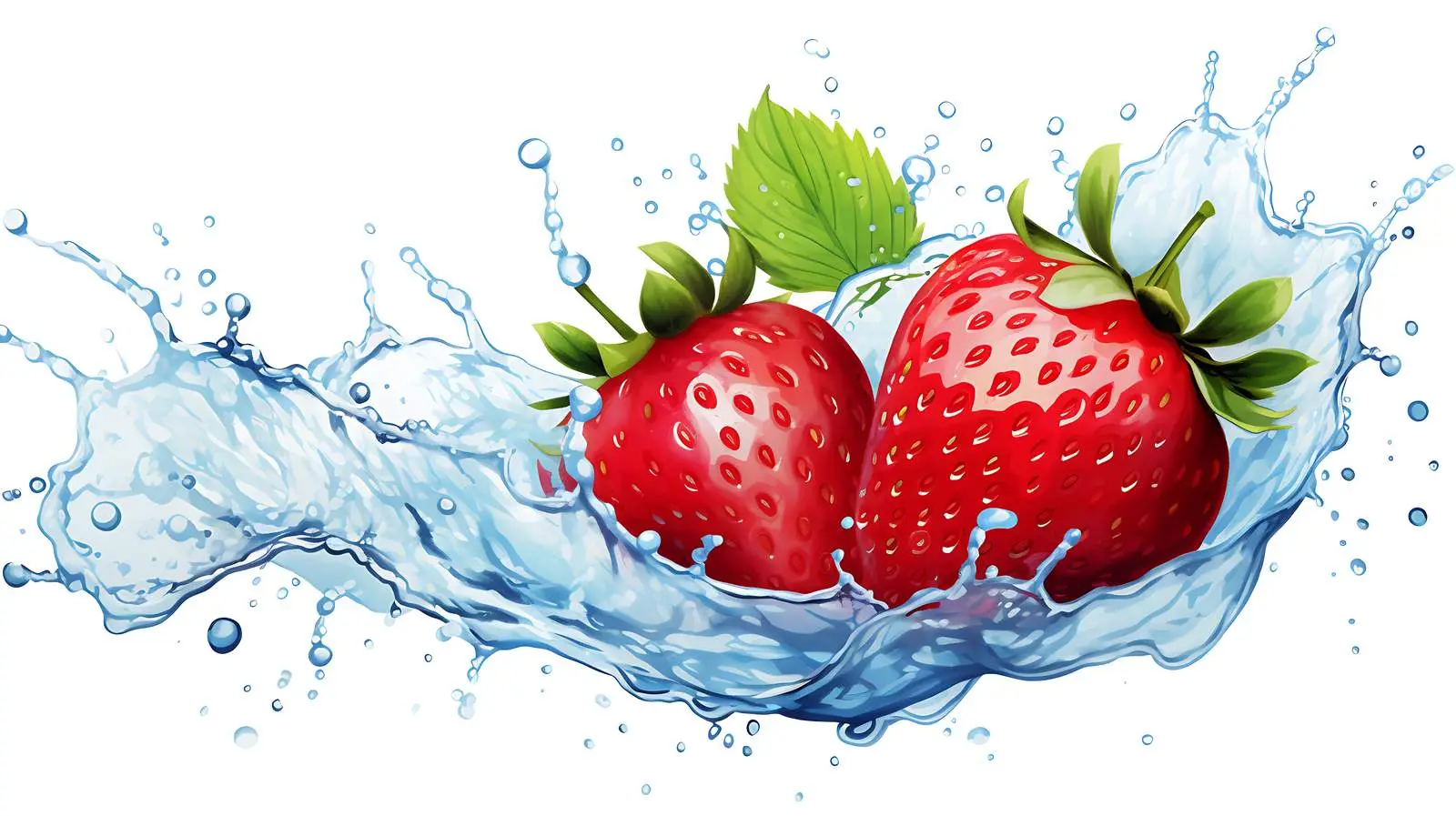 Vibrant Fruit Splash: Strawberry in Blue Water — free download from Dotvec
