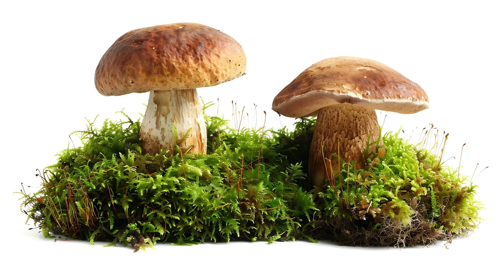 Exquisite Cep Mushrooms on Mossy White Background — free download from Dotvec