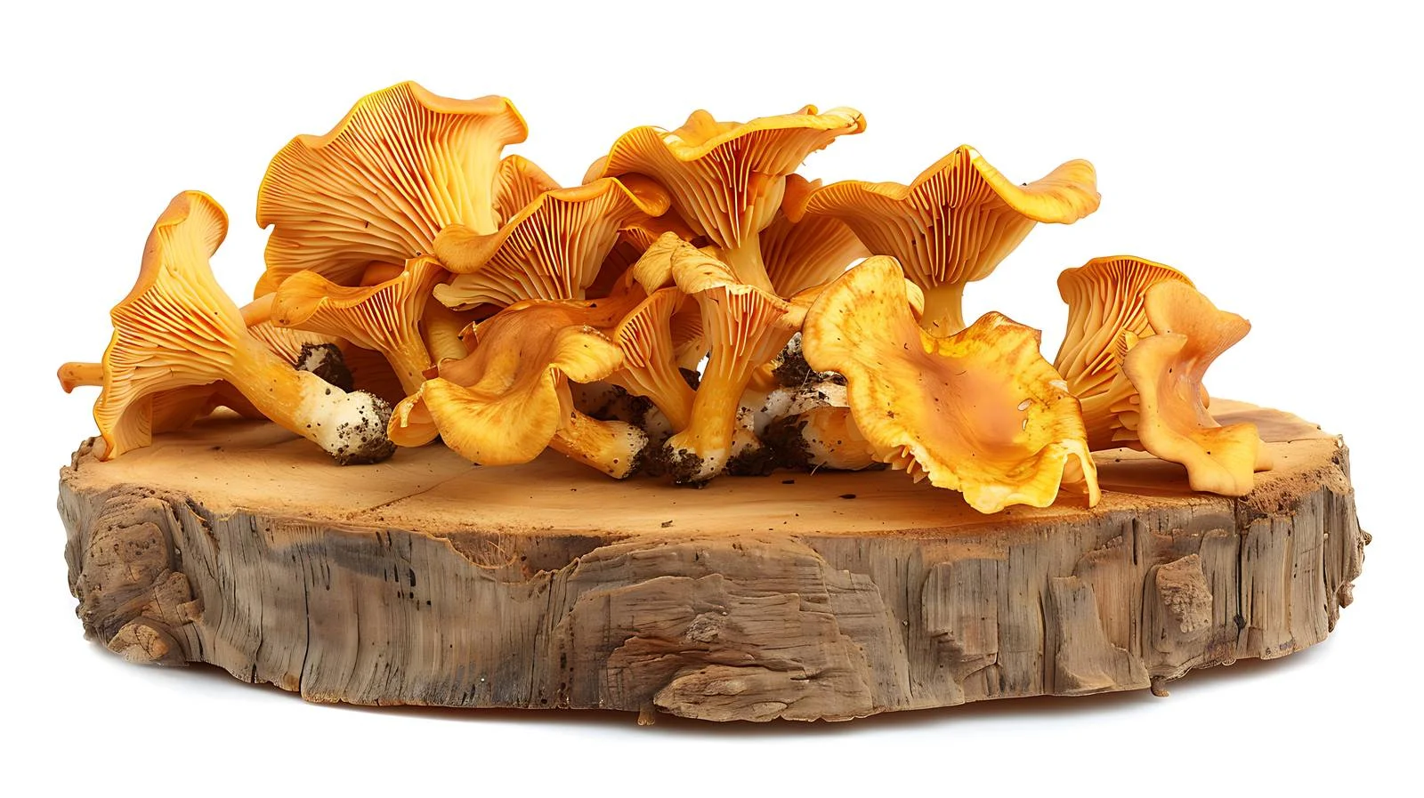 Exquisite Chanterelle Mushrooms on Wooden Board — free download from Dotvec