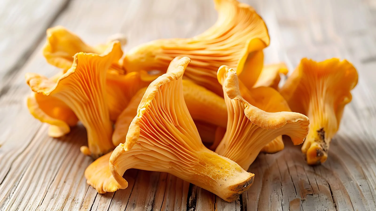 Exquisite Chanterelle Mushrooms Arranged on Wooden Board — free download from Dotvec