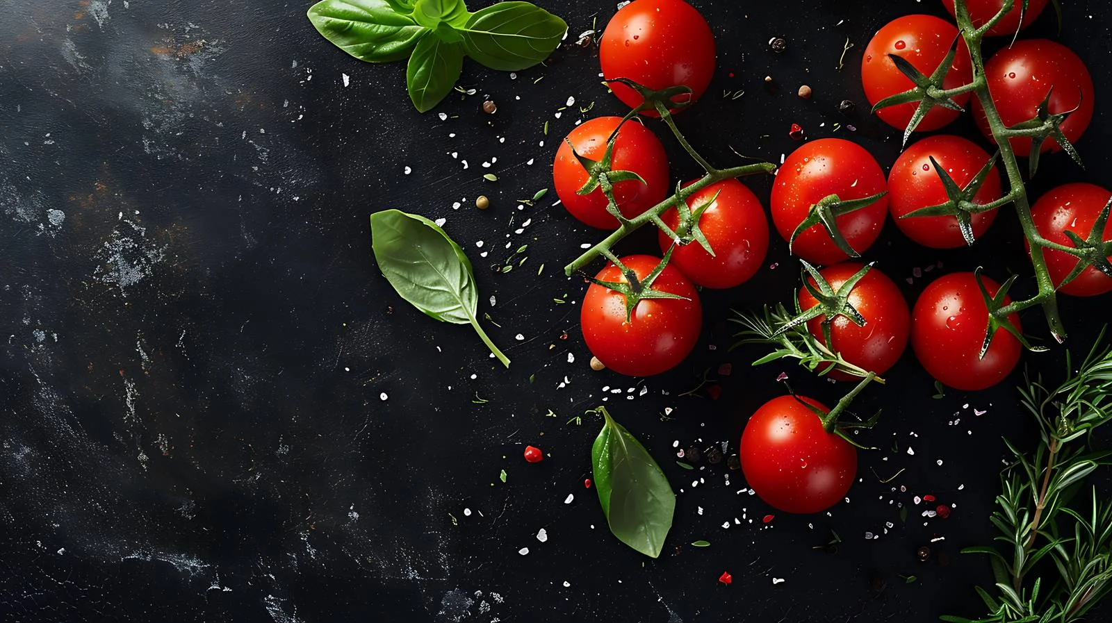 Vibrant Cherry Tomatoes on Black Background — free download from Dotvec