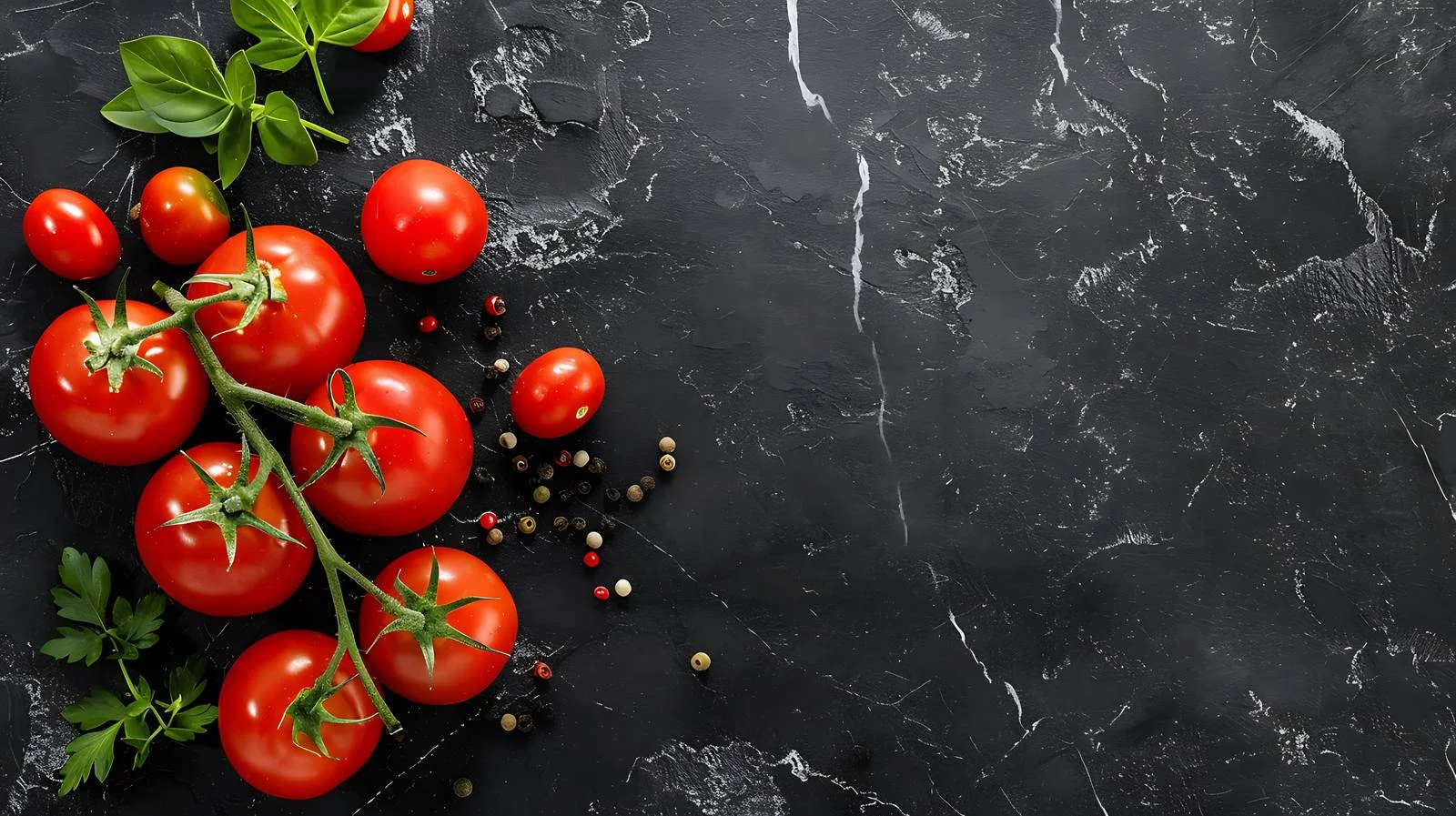 Vibrant Cherry Tomatoes on Black Background — free download from Dotvec