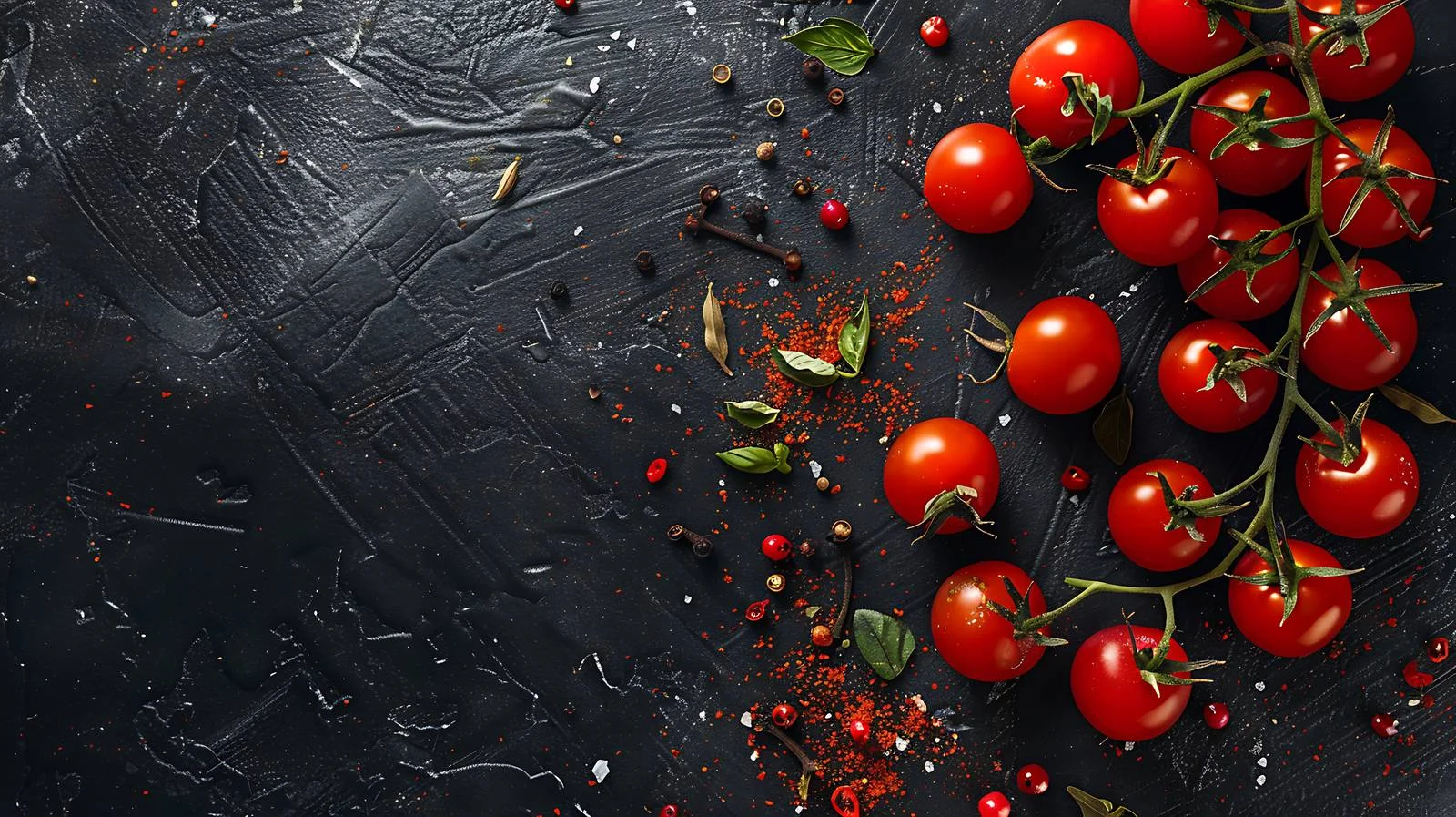 Vibrant Cherry Tomatoes on Black Background — free download from Dotvec
