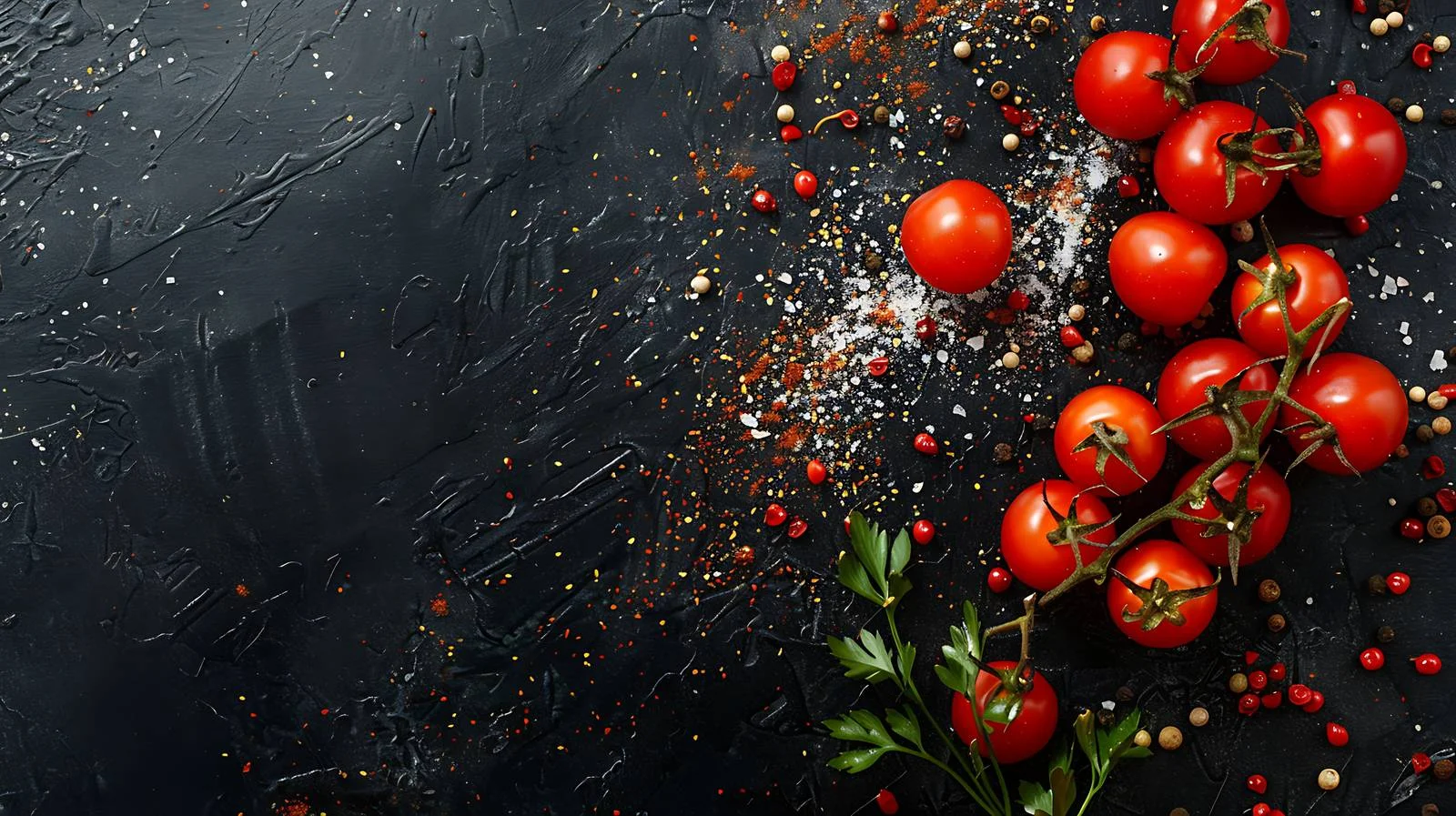 Vibrant Cherry Tomatoes on Black Background — free download from Dotvec