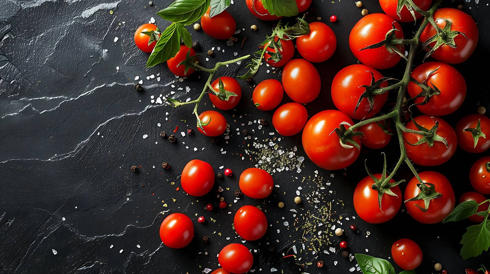 Vibrant Cherry Tomatoes on Black Background — free download from Dotvec