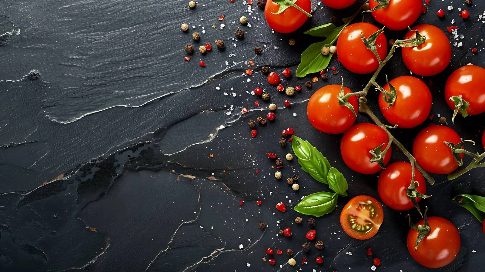 Vibrant Cherry Tomatoes on Black Background — free download from Dotvec