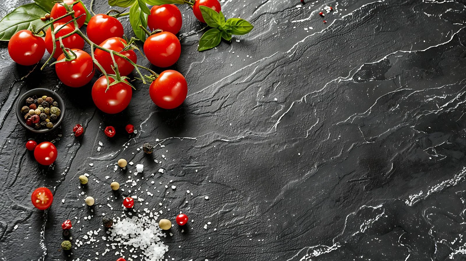 Vibrant Cherry Tomatoes on Black Background — free download from Dotvec