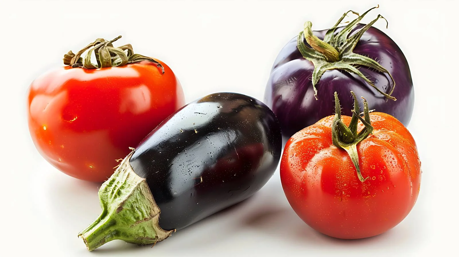 Vibrant Eggplant and Tomato on White Background — free download from Dotvec