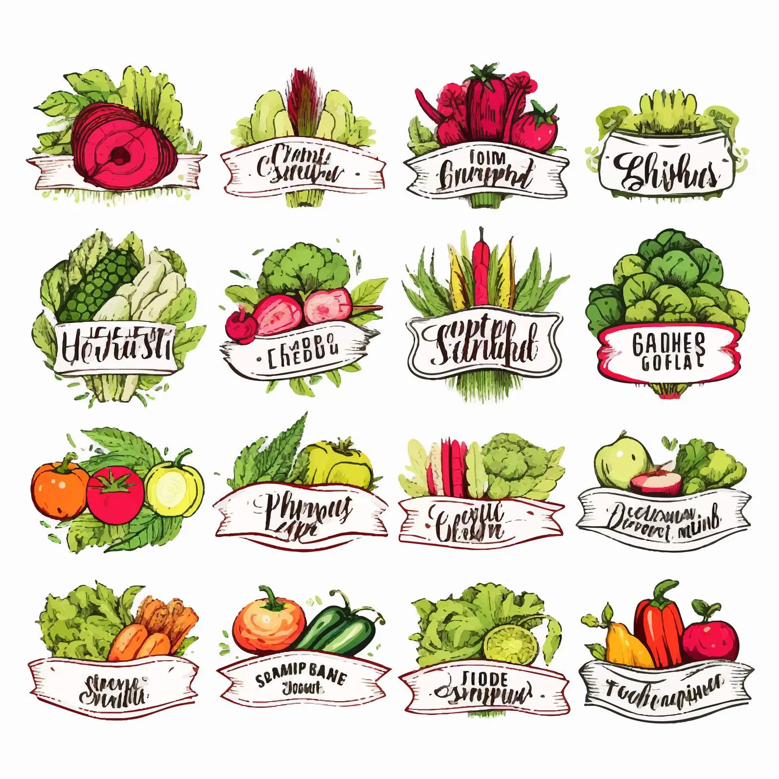 Fresh Food Labels and Farm Market Logos Collection – free rustic theme image from Dotvec