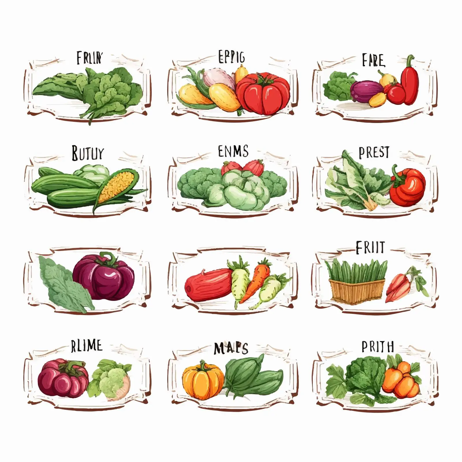 Fresh Food Labels and Farm Market Logos Collection — free download from Dotvec