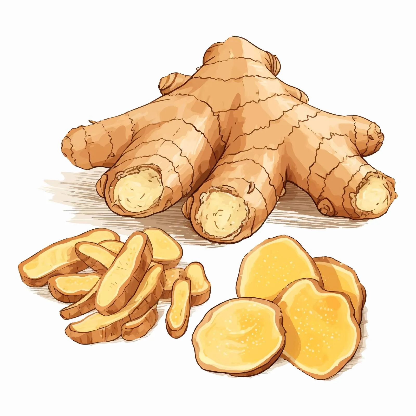 Fresh Ginger Root Slices and Segments Composition — free download from Dotvec