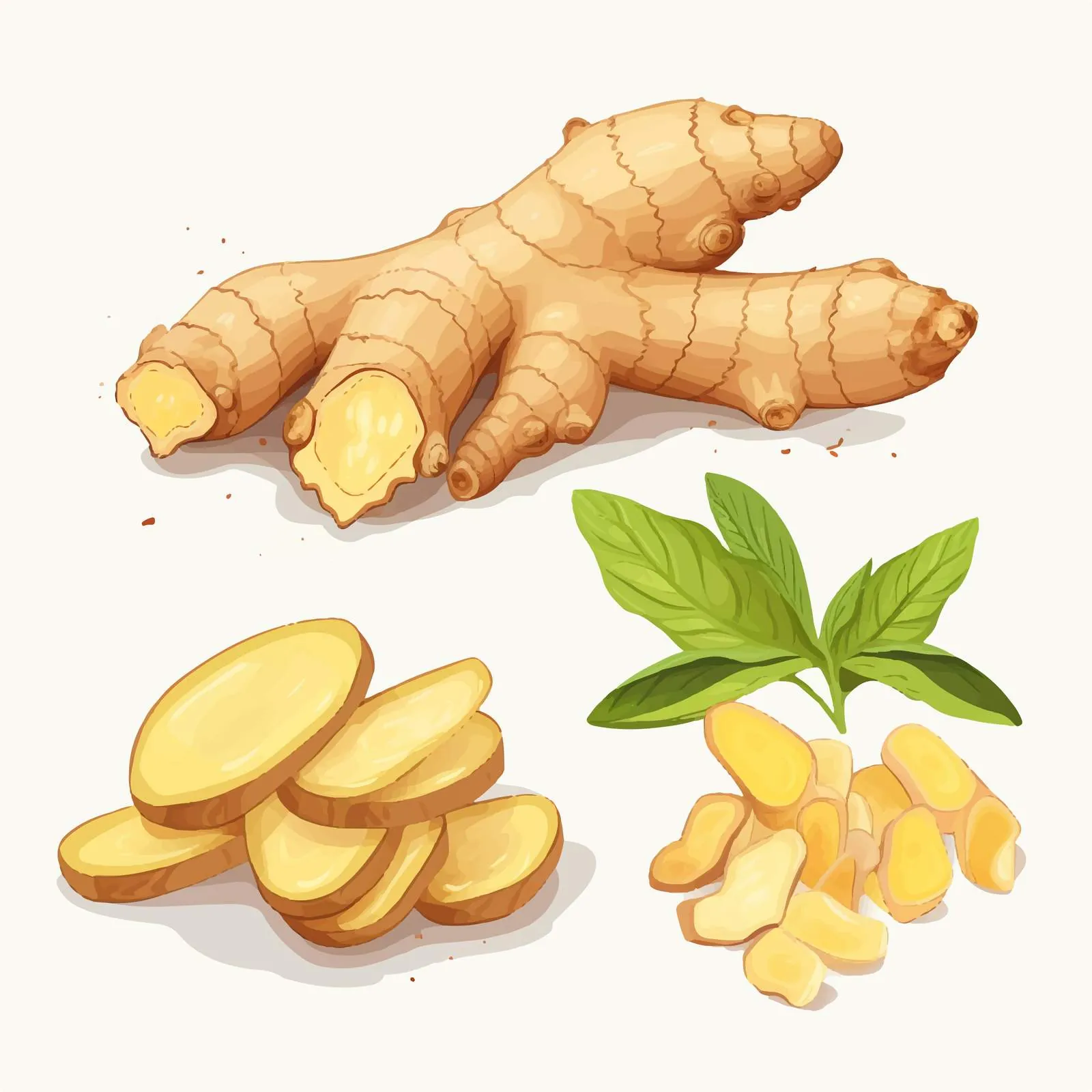 Fresh Ginger Root Composition with Slices and Segments — free download from Dotvec