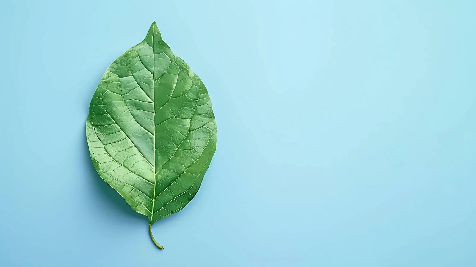 Minimal Green Leaf on Blue Background — free download from Dotvec