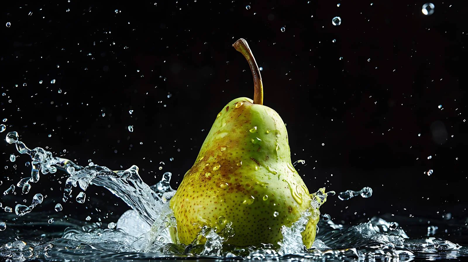 Green Pear Splash Isolated on Black — free download from Dotvec