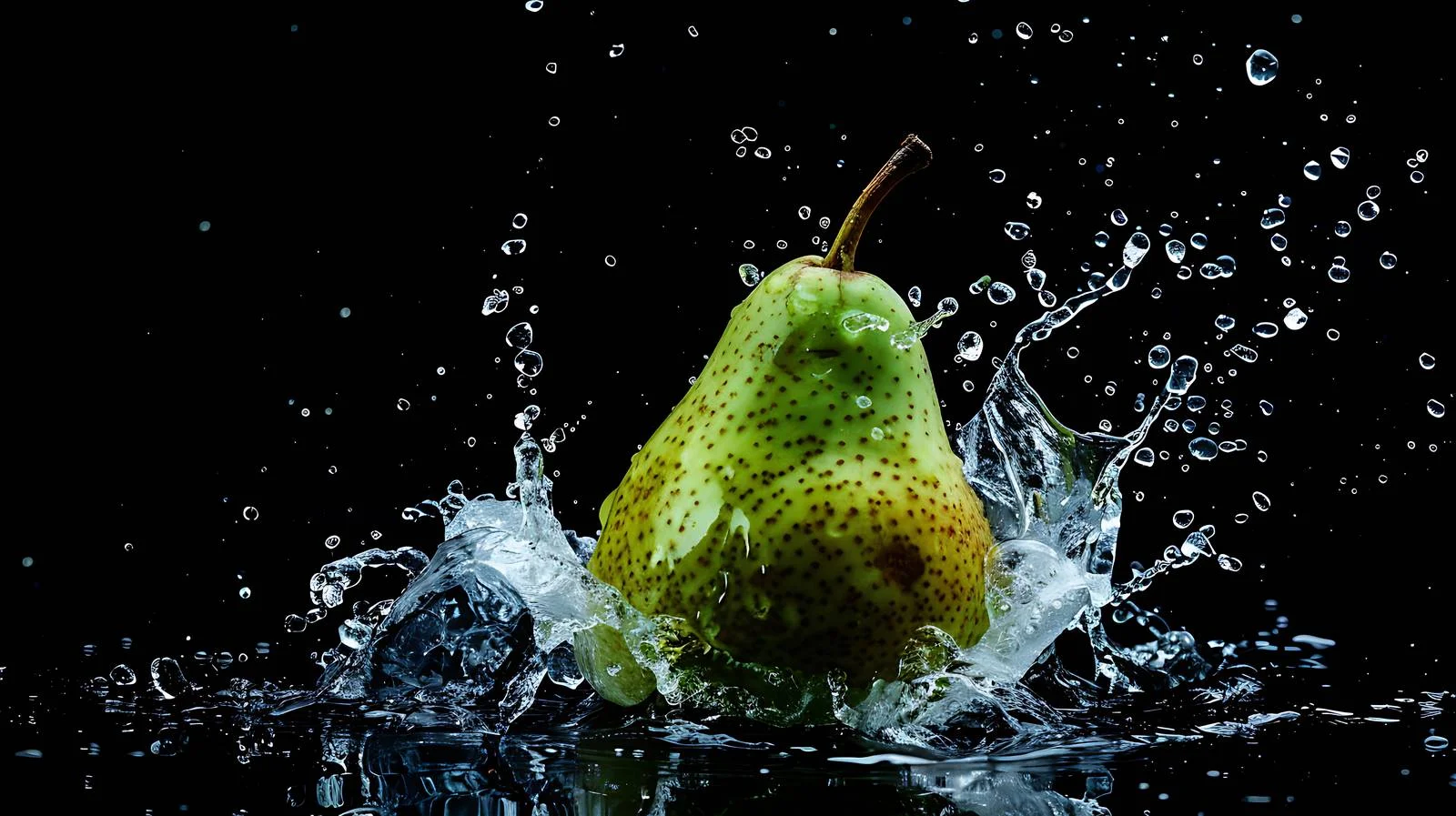 Vibrant Green Pear Water Splash Image — free download from Dotvec