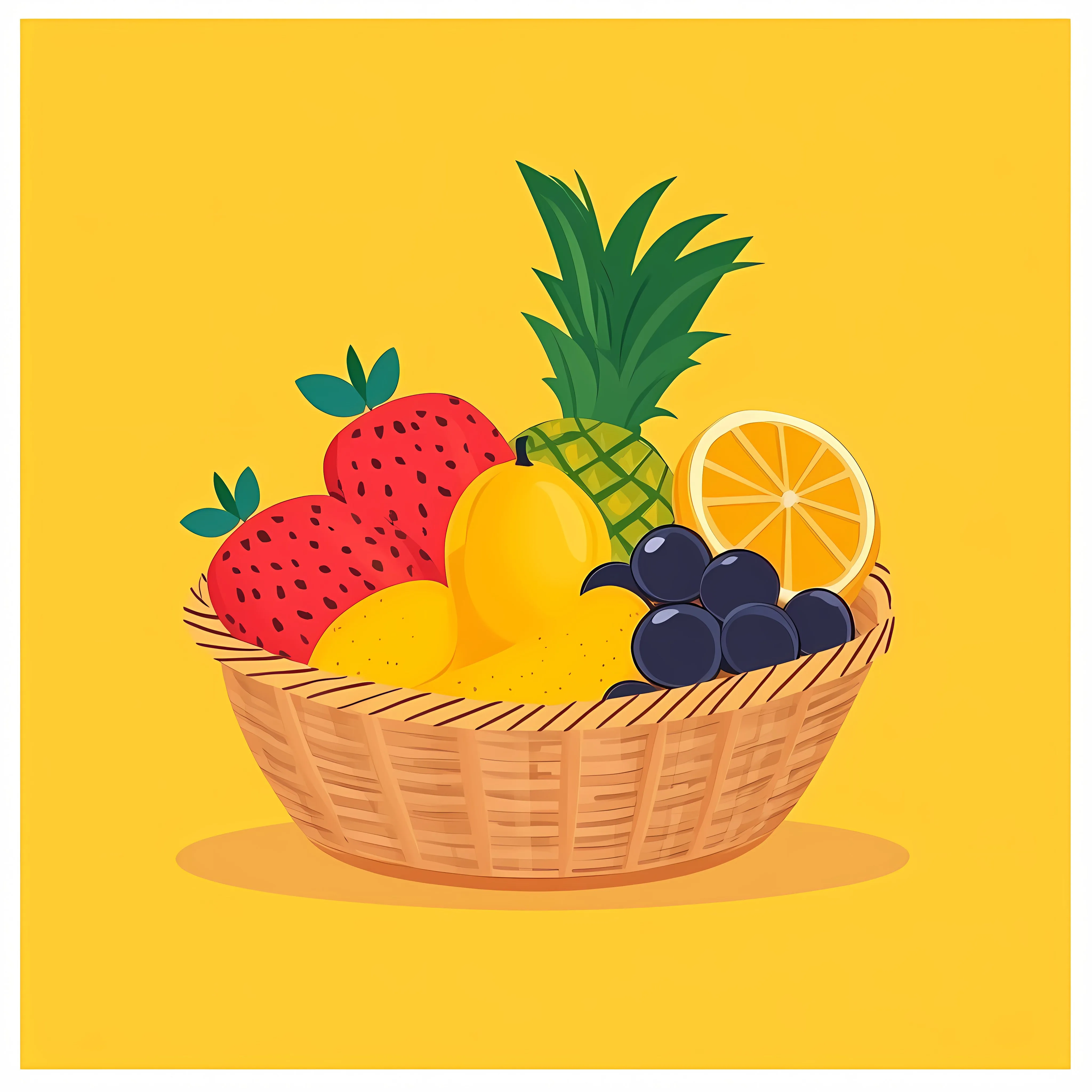 Fresh Organic Fruits Basket Vector Illustration — free download from Dotvec