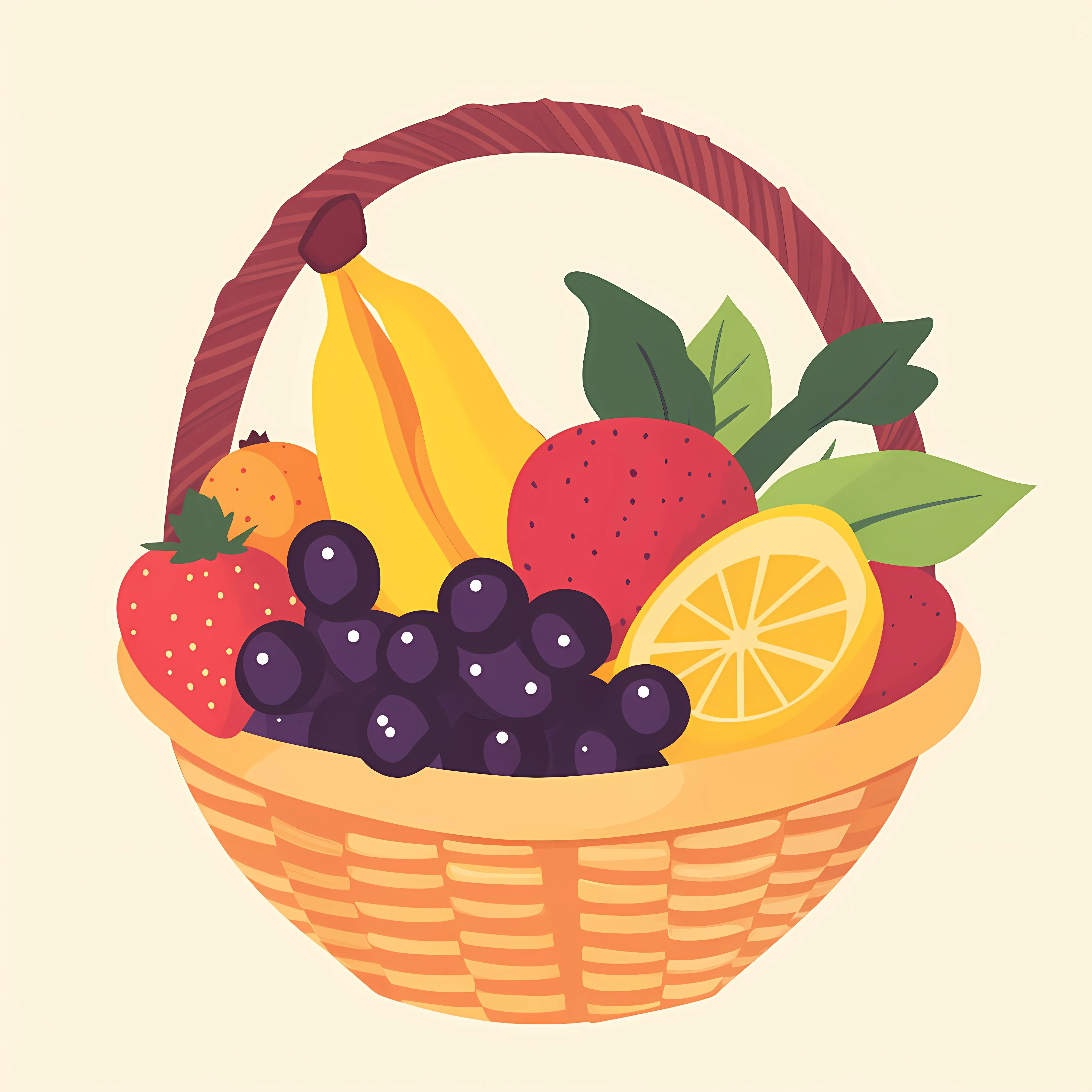 Fresh Organic Fruits Basket Vector Illustration — free download from Dotvec