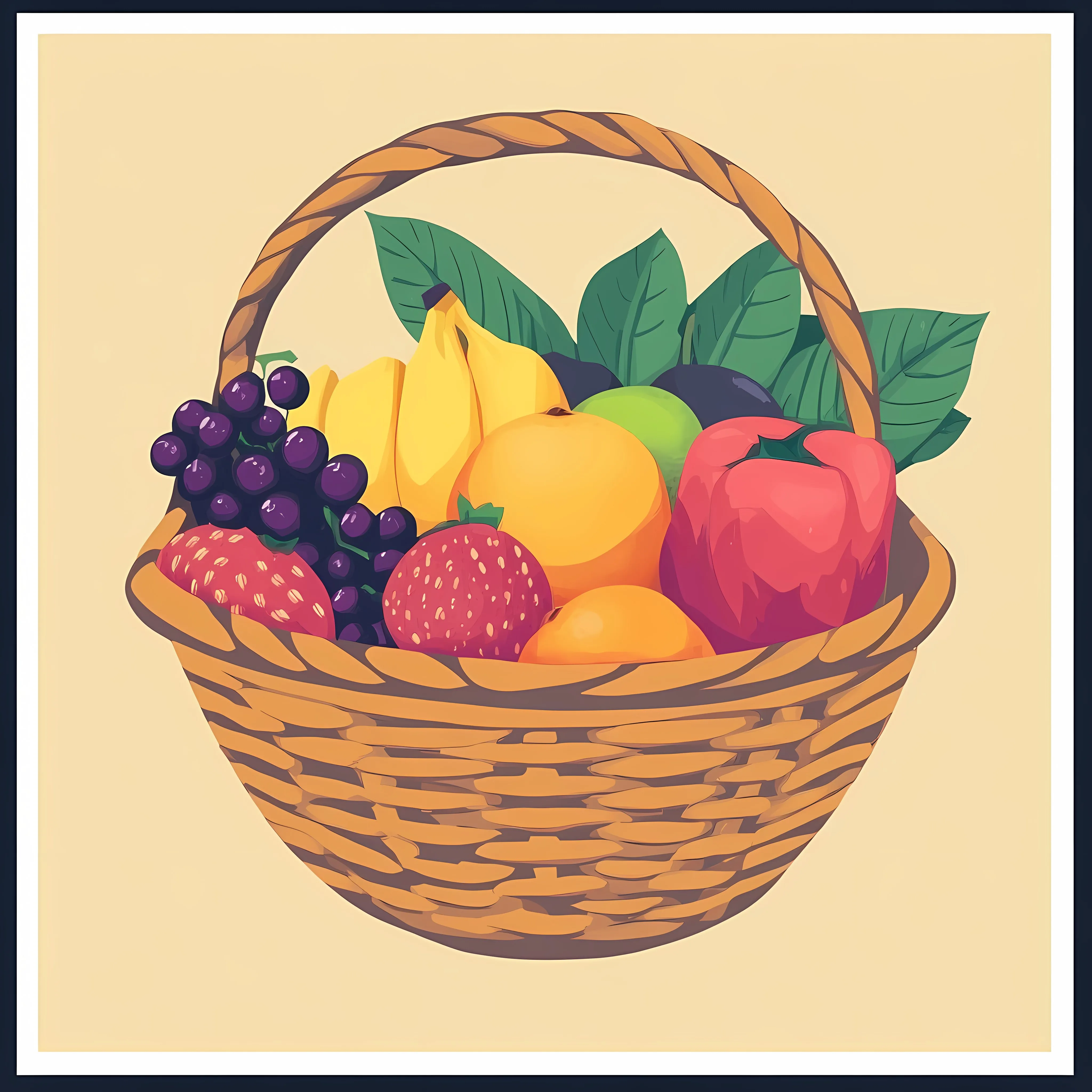 Fresh Organic Fruits Basket Vector Illustration — free download from Dotvec