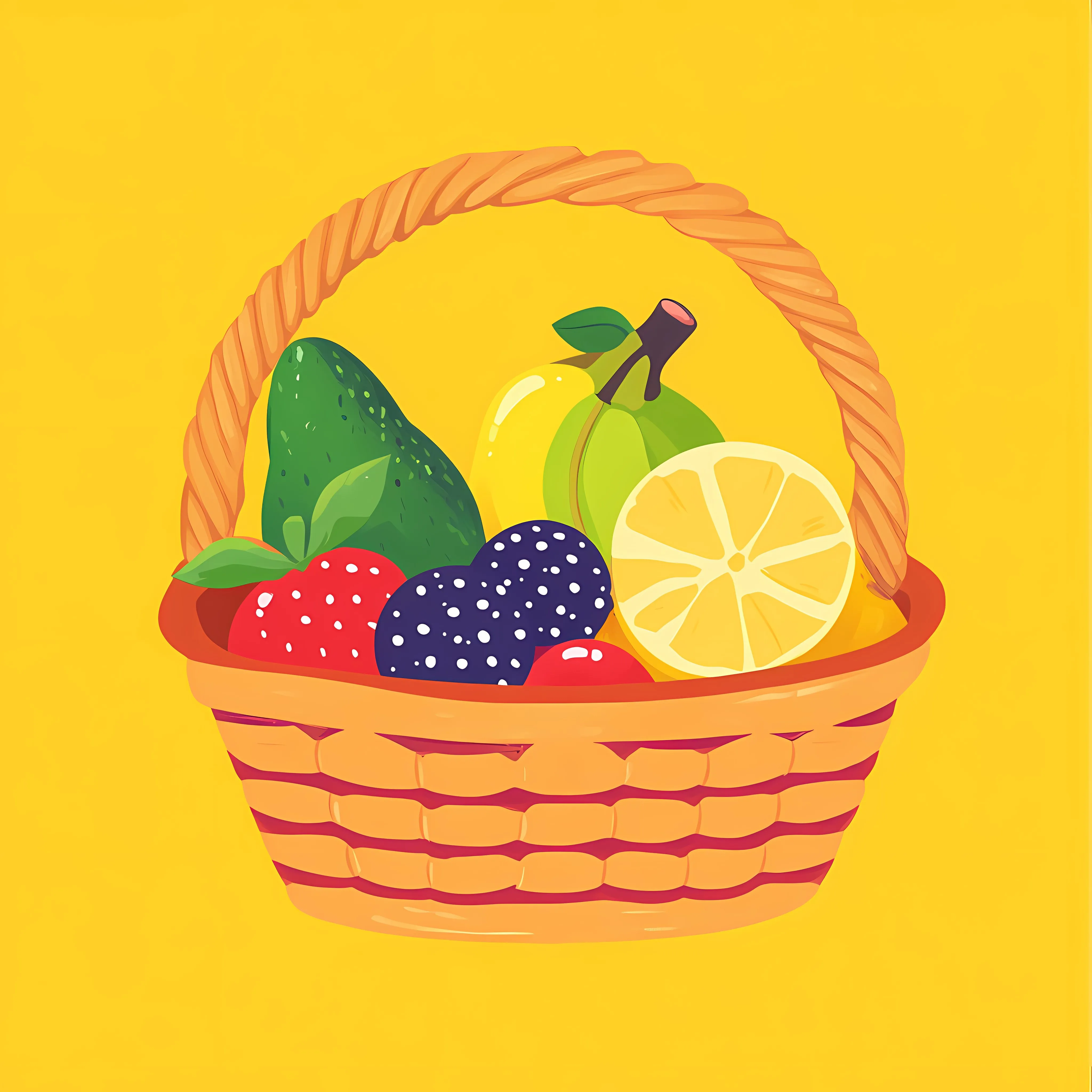 Fresh Organic Fruits Basket Icon Vector — free download from Dotvec
