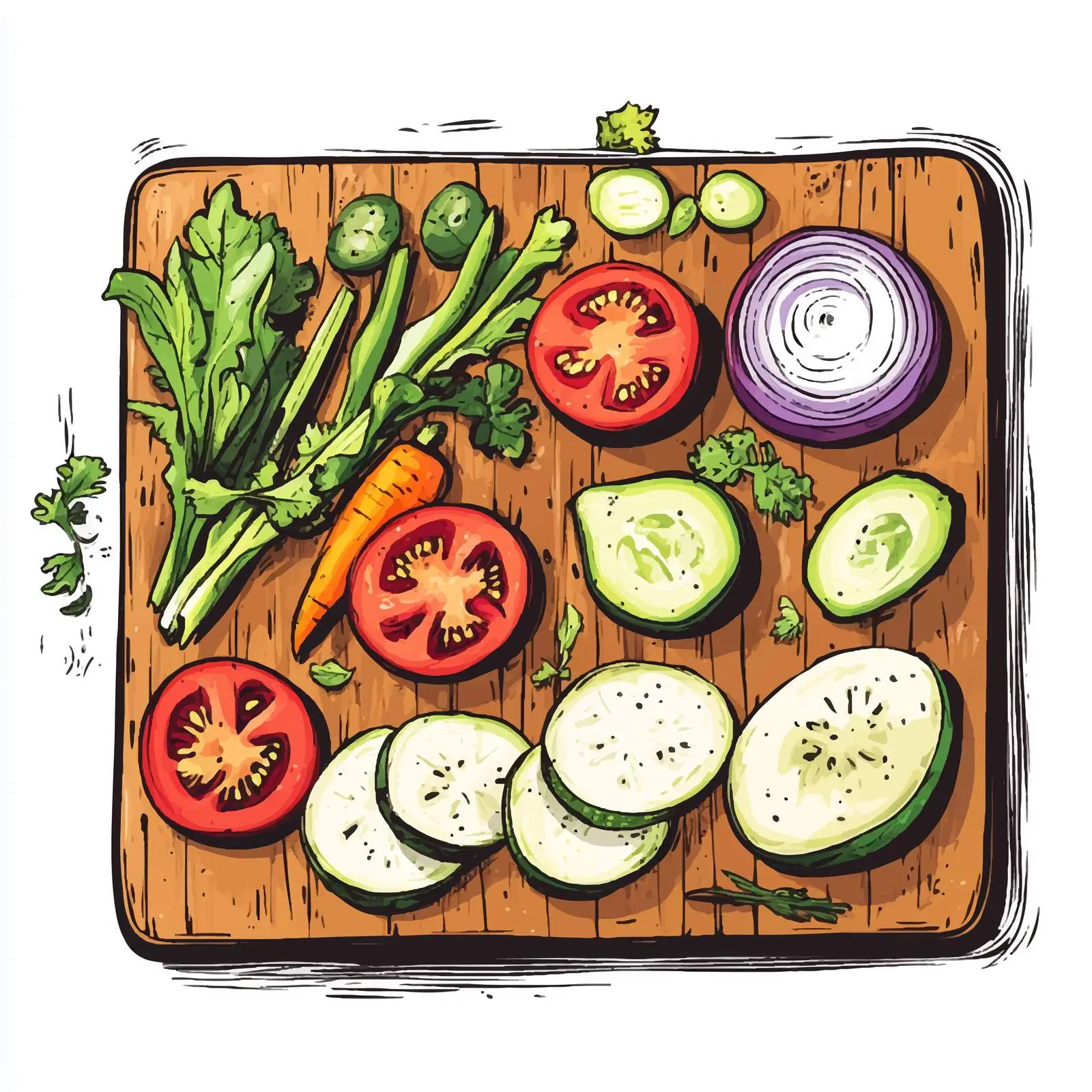 Sliced Fresh Organic Vegetables on Rustic Board — free download from Dotvec