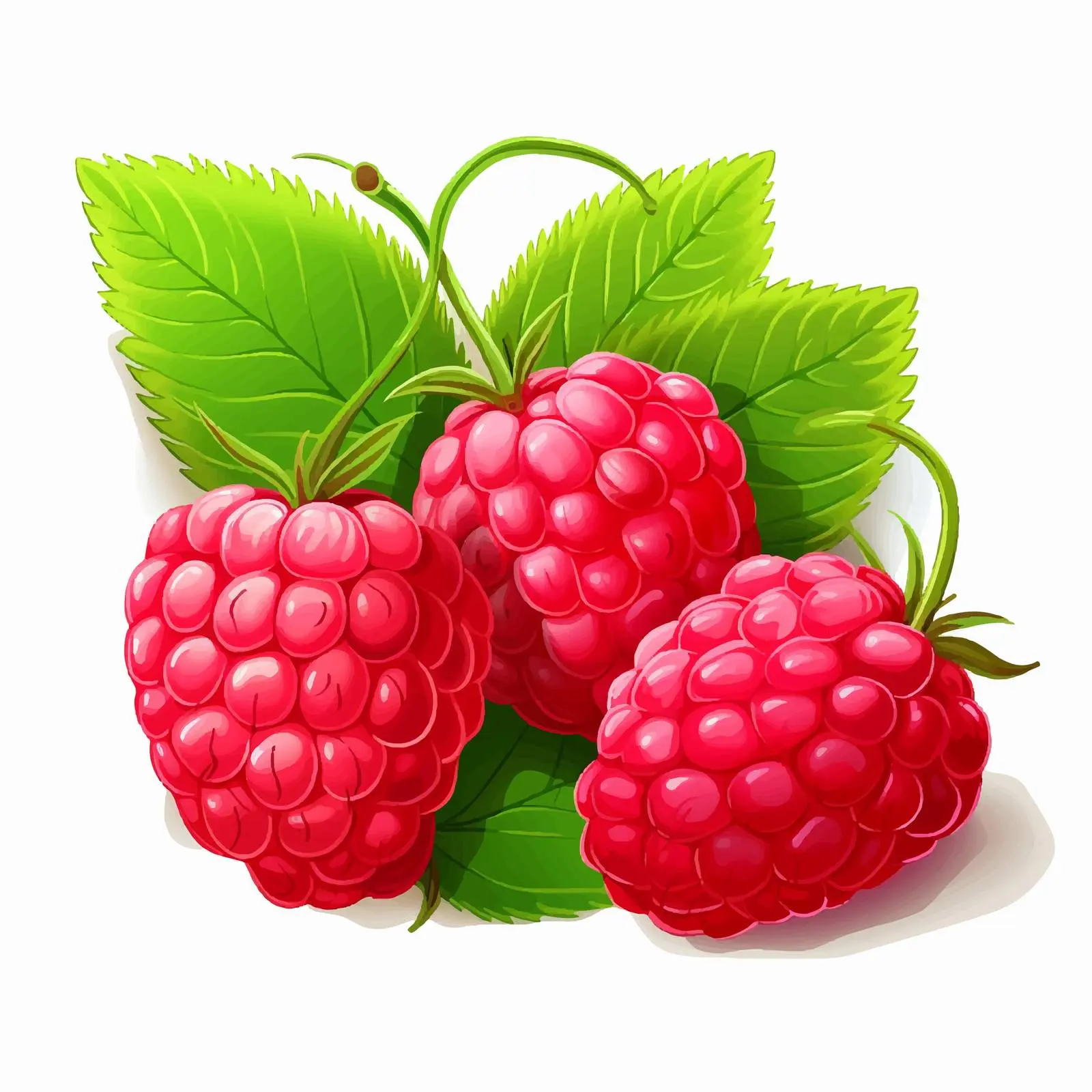 Fresh Raspberry Cartoon Vector on Bright Background – free raspberries image from Dotvec