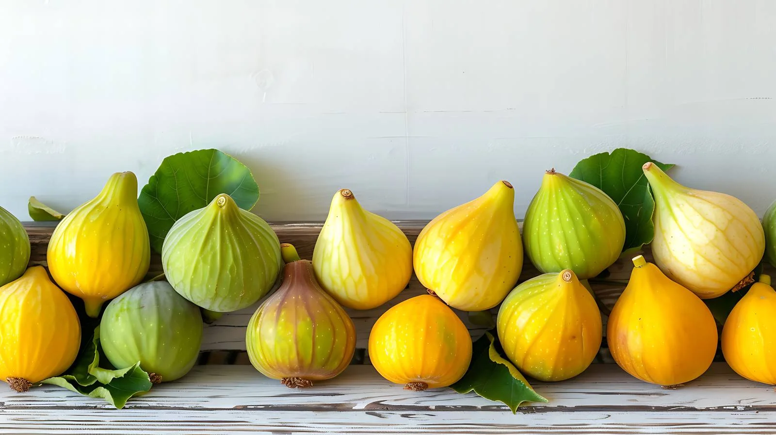 Vibrant yellow and green figs on wood — free download from Dotvec