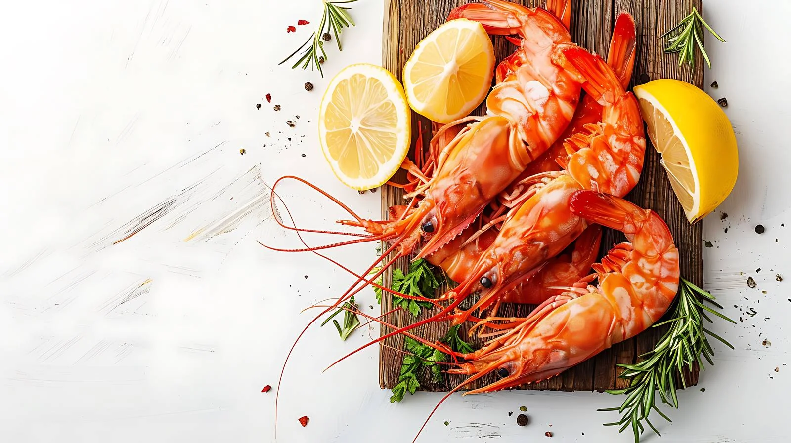 Delicious Shrimp on Wooden Background — free download from Dotvec