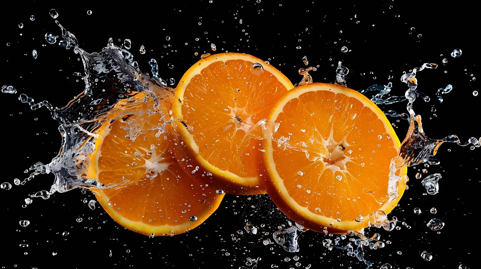 Juicy Orange Slices Splashing in Water — free download from Dotvec