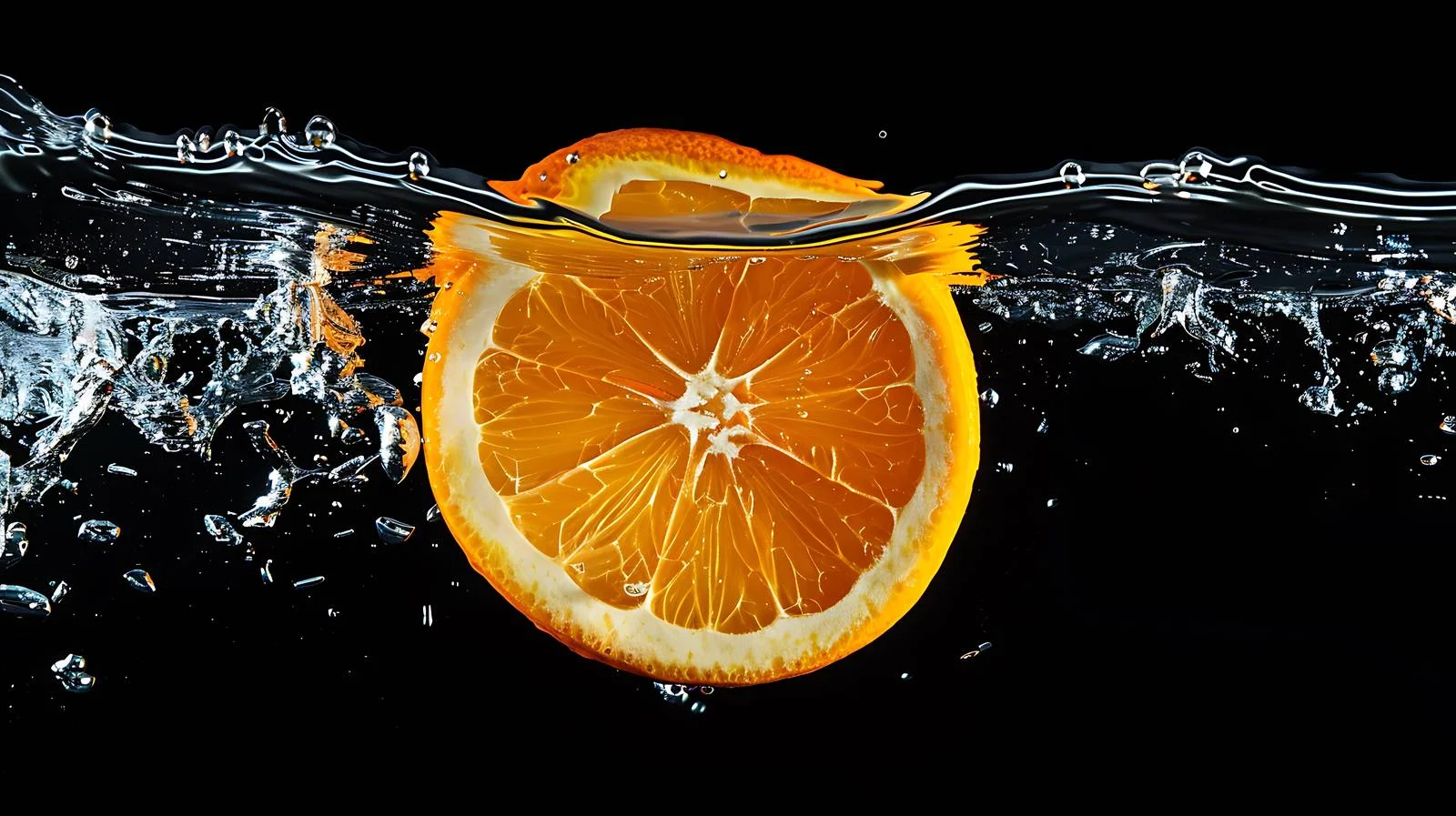Vibrant Orange Slices in Splashing Water — free download from Dotvec