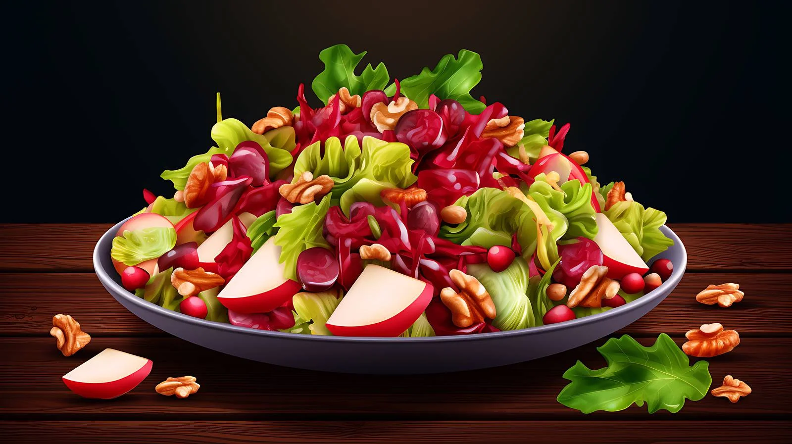 Healthy Salad with Fresh Vegetables and Nuts — free download from Dotvec
