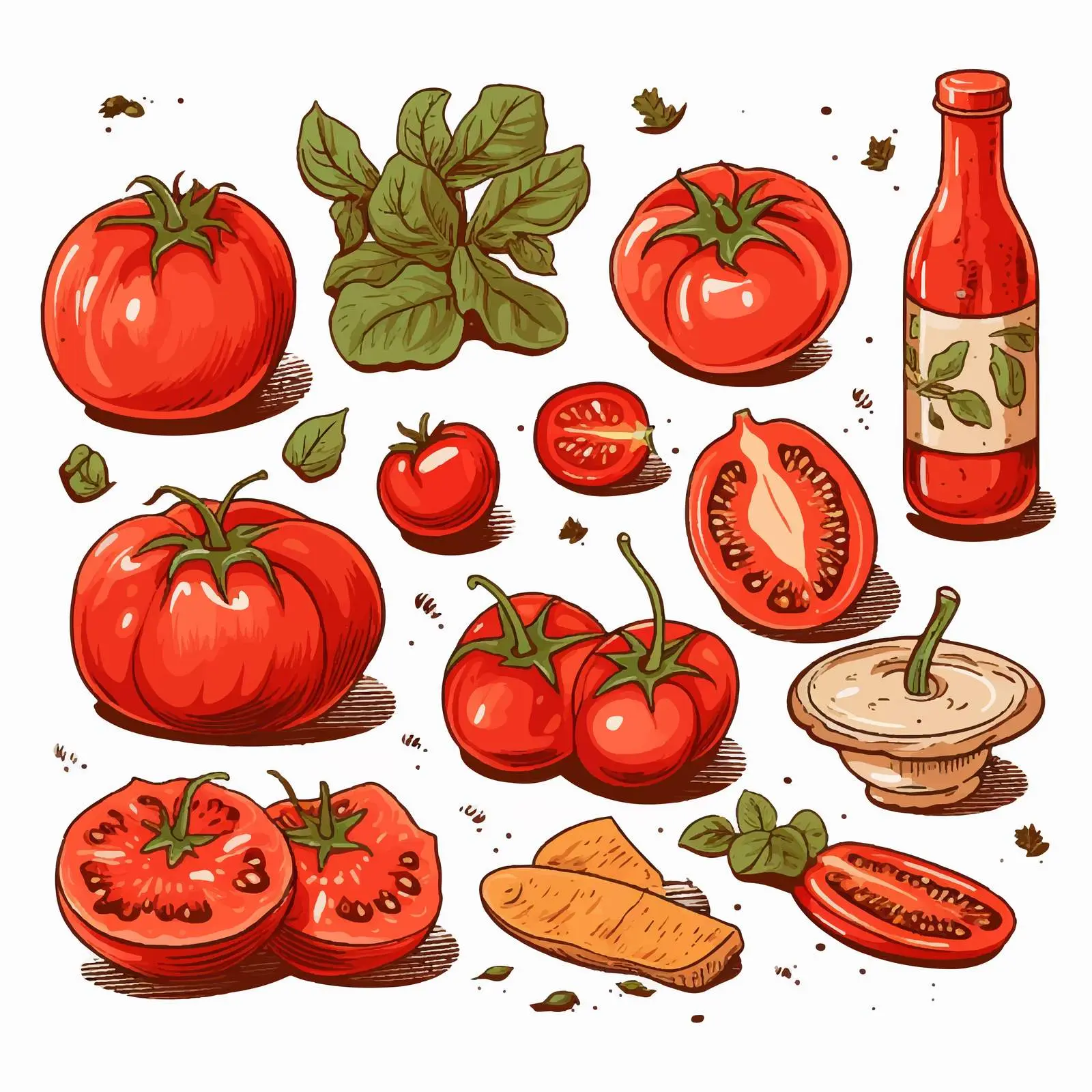 Fresh Tomato Products Vector Illustration — free download from Dotvec
