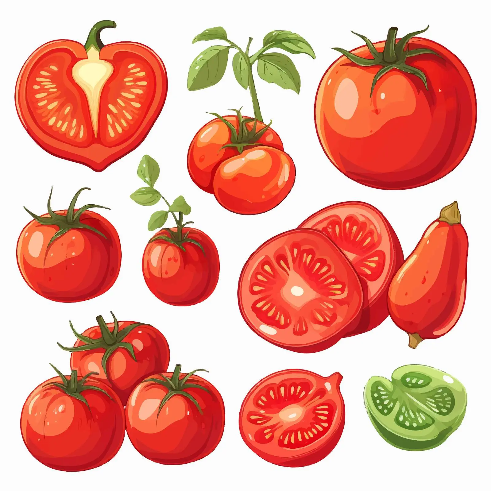 Fresh Tomato and Tomato Product Vector Illustration – free food marketing image from Dotvec