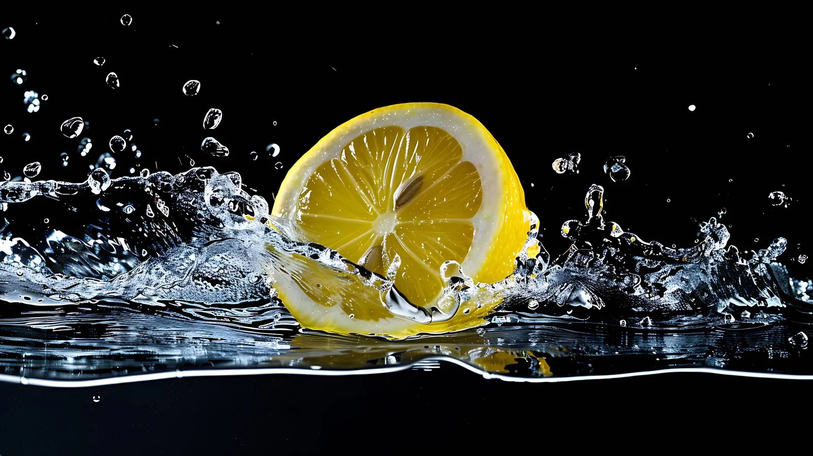 Vibrant Lemon Splash on Black Background — free download from Dotvec