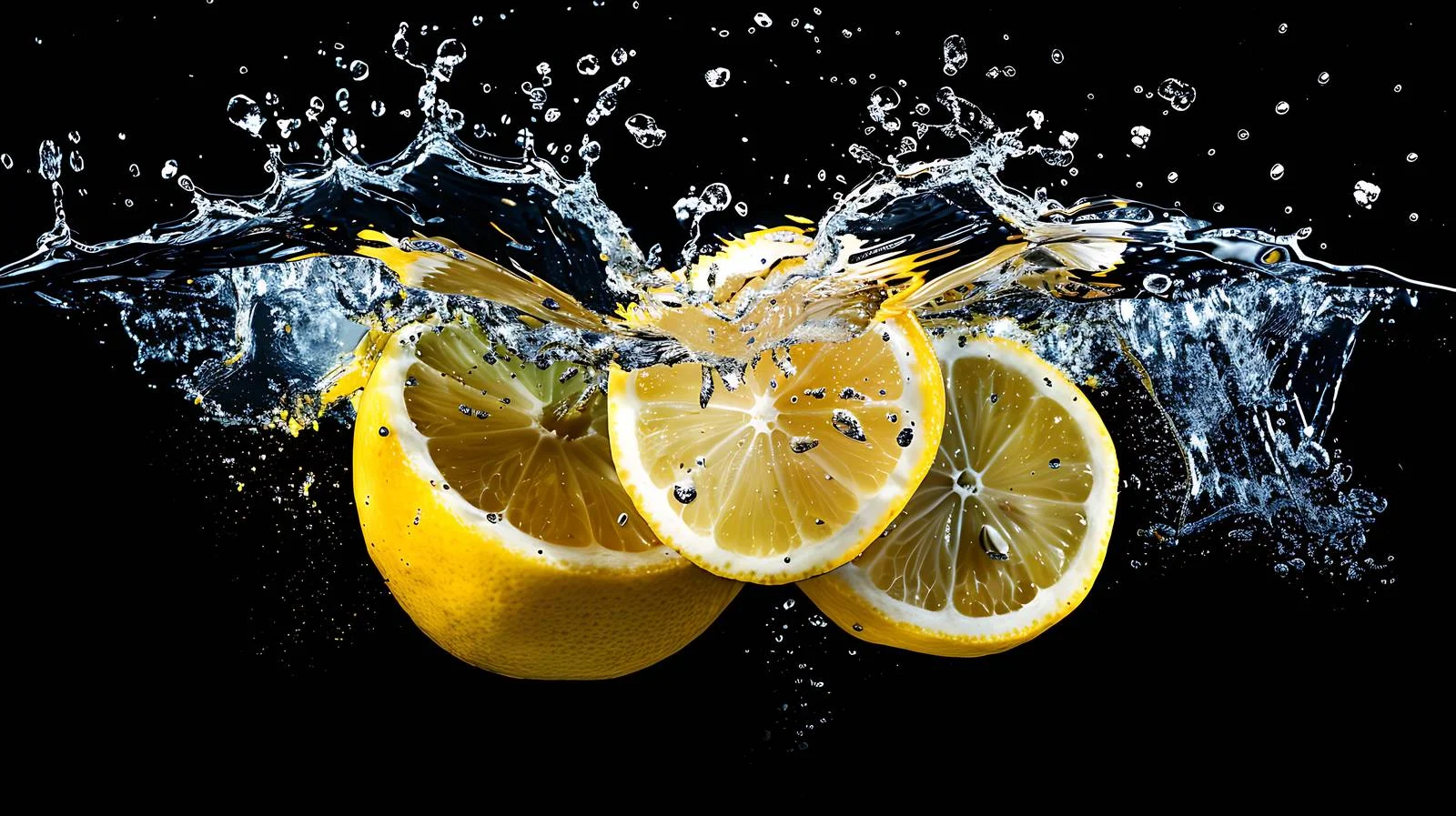Vibrant Lemon Splash on Black Background — free download from Dotvec