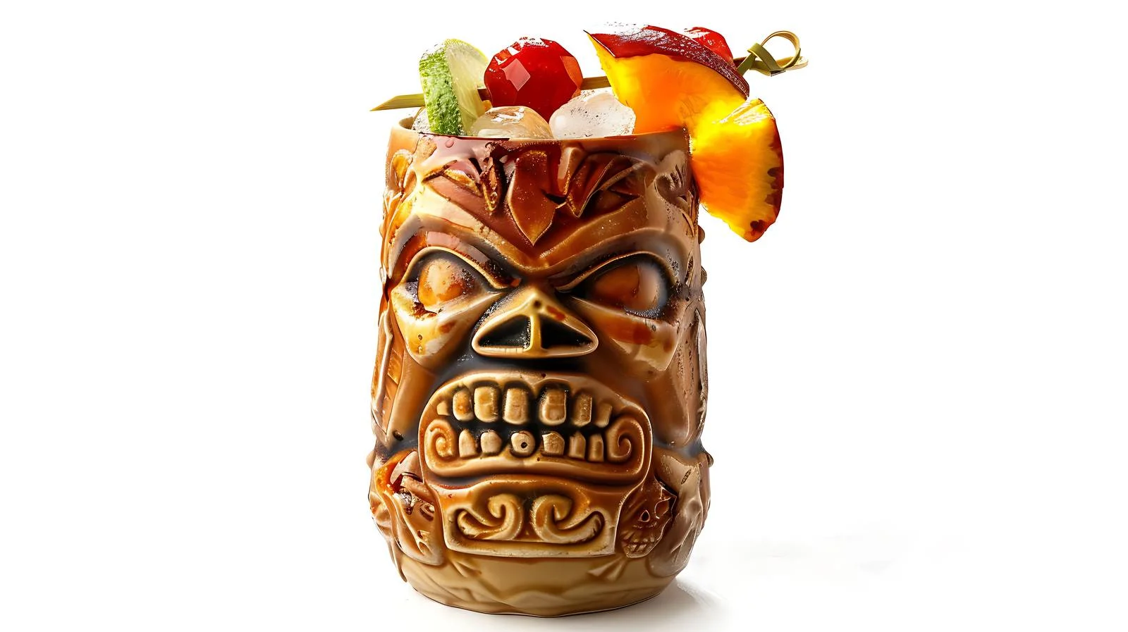 Colorful Zombie Tiki Cocktail in Ceramic Cup — free download from Dotvec