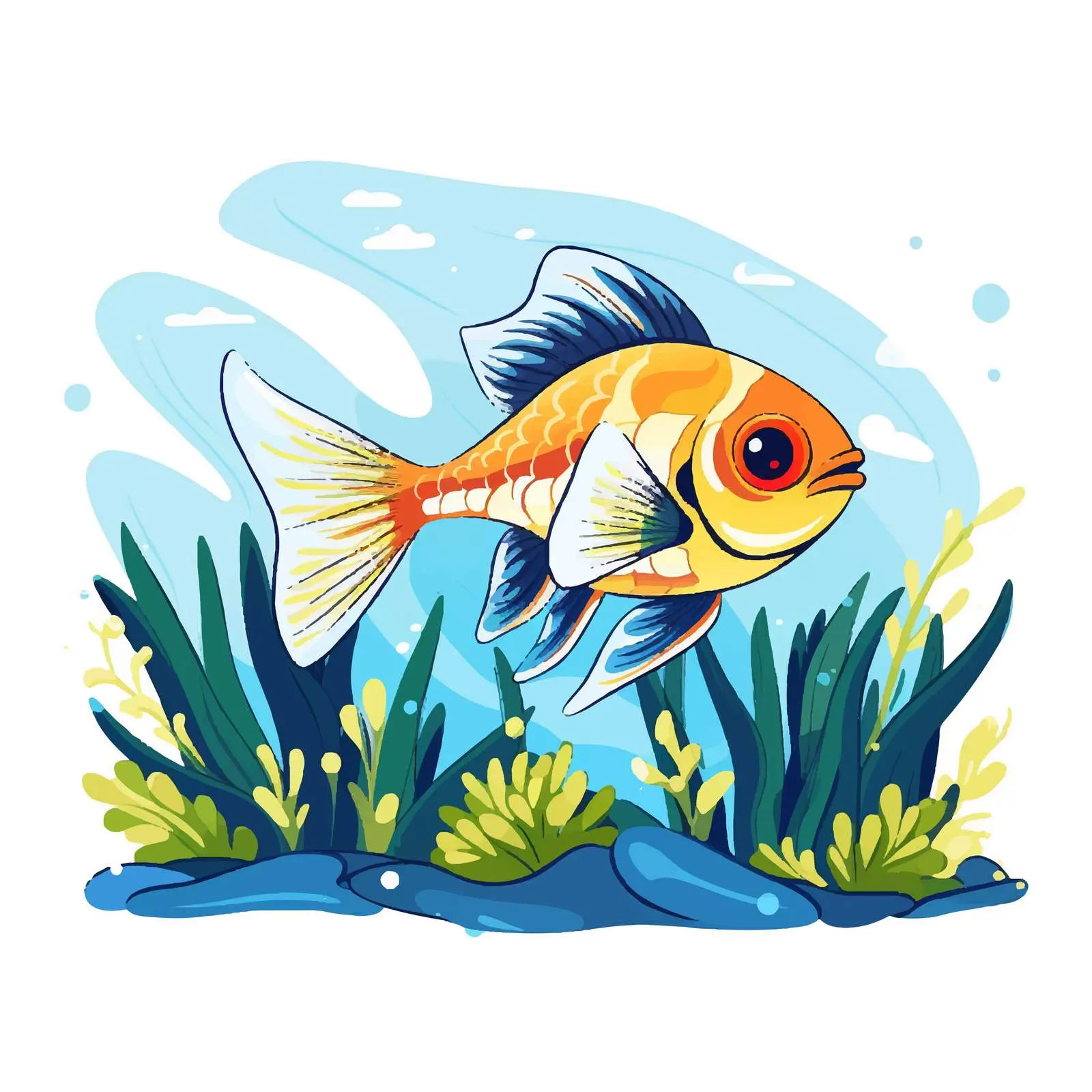 Freshwater Fish in Underwater Habitat Vector — free download from Dotvec