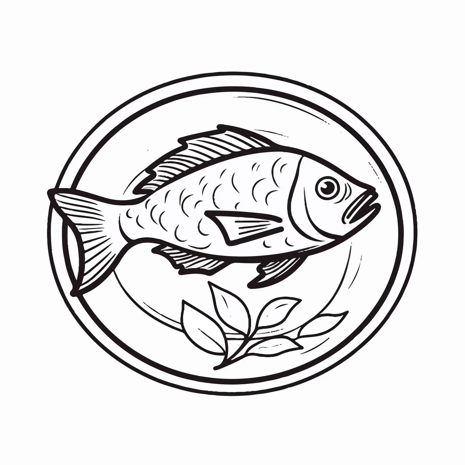 Fried Fish Outline Vector Cartoon Illustration — free download from Dotvec
