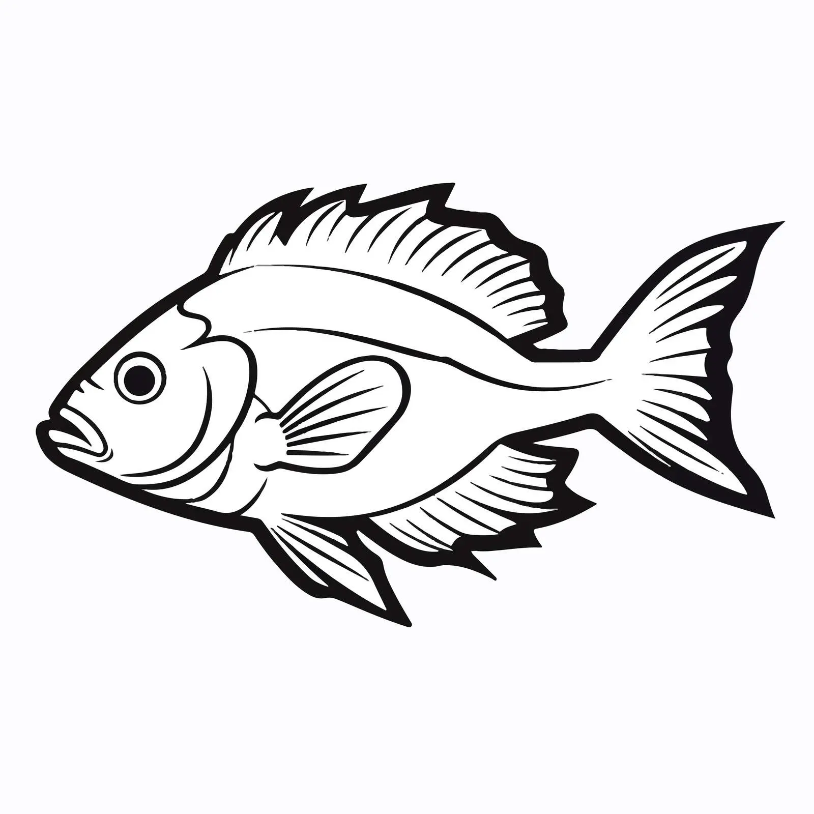 Fried Fish Outline Cartoon Vector Illustration — free download from Dotvec