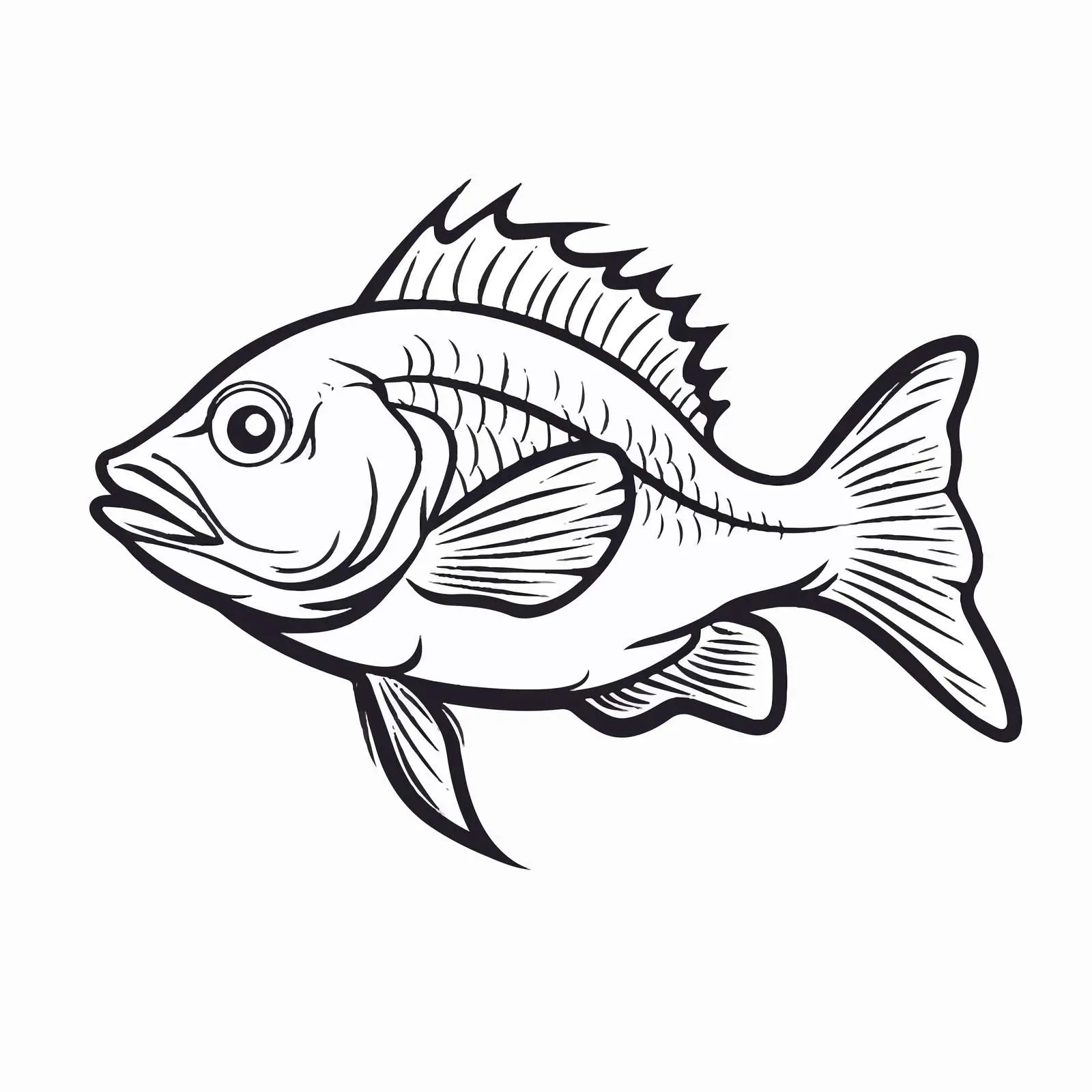 Cartoon Fried Fish Outline Vector Illustration – free sustainable seafood image from Dotvec