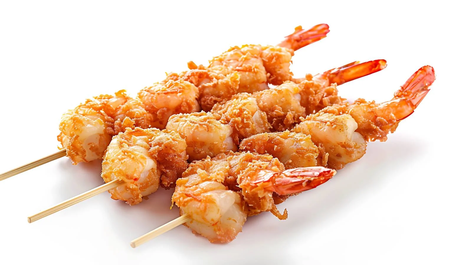 Crispy coated shrimp skewers on sticks — free download from Dotvec
