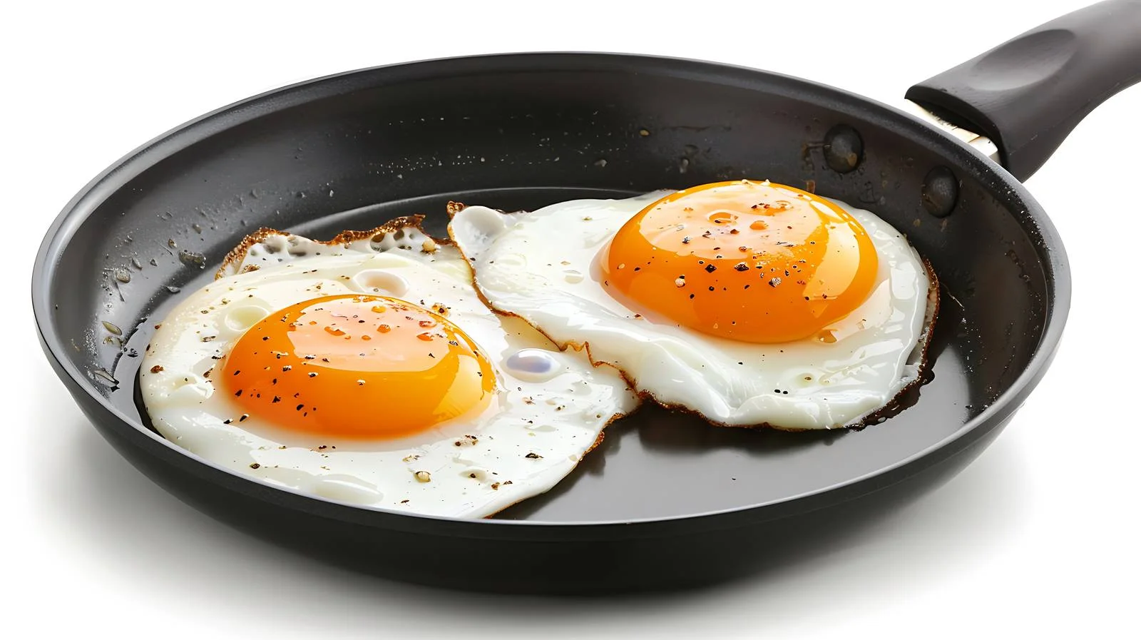 Close-up of Fried Eggs in Isolated Frying Pan — free download from Dotvec