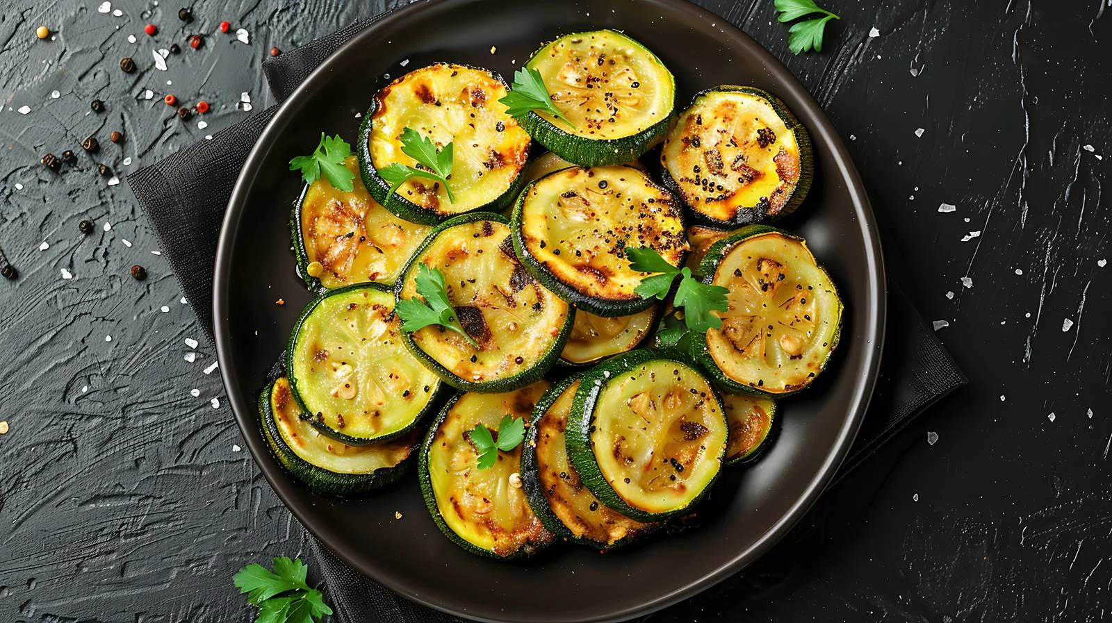 Savory Fried Zucchini Plate Presentation — free download from Dotvec