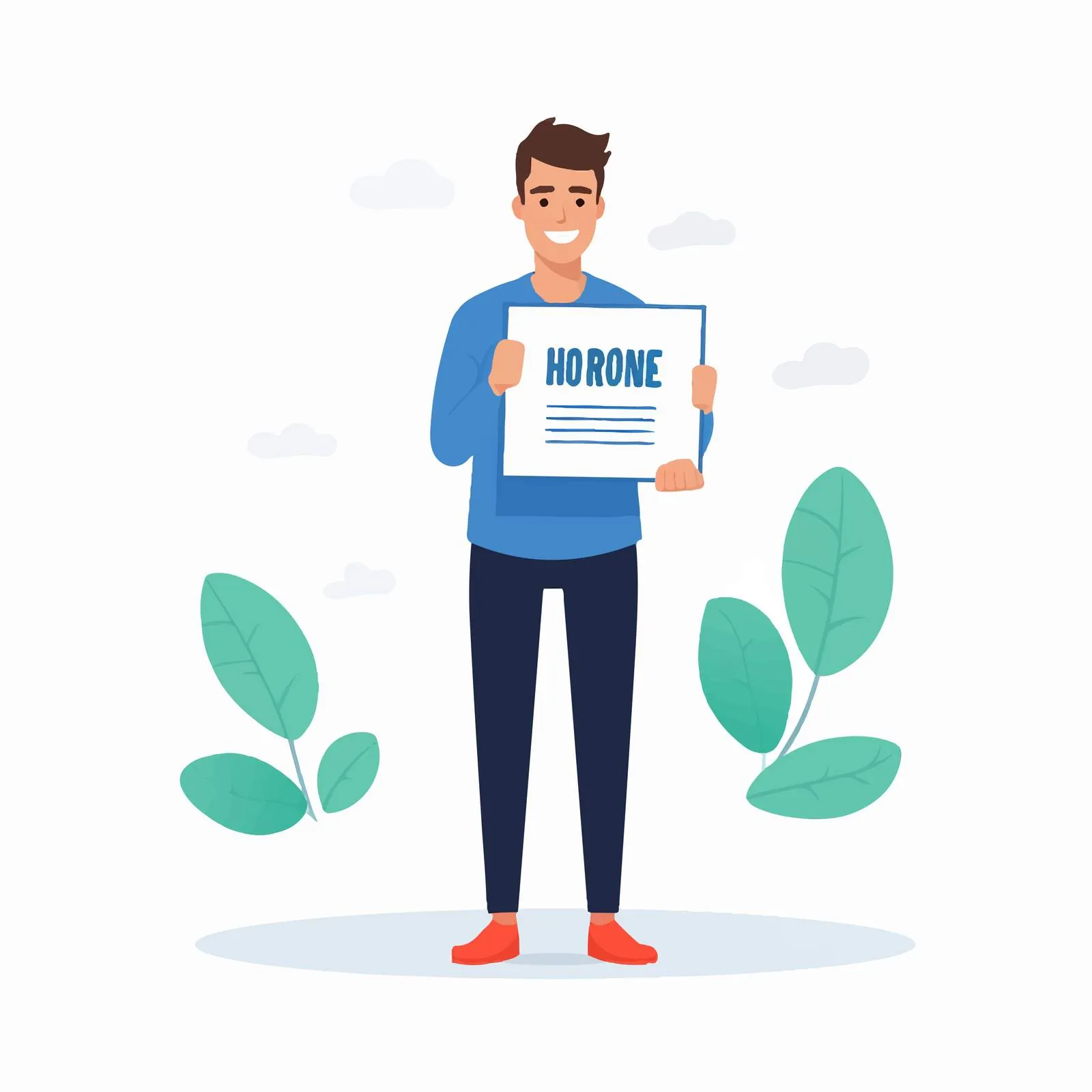 Job-Seeking Male Applicant with Placard Vector – free skillset image from Dotvec