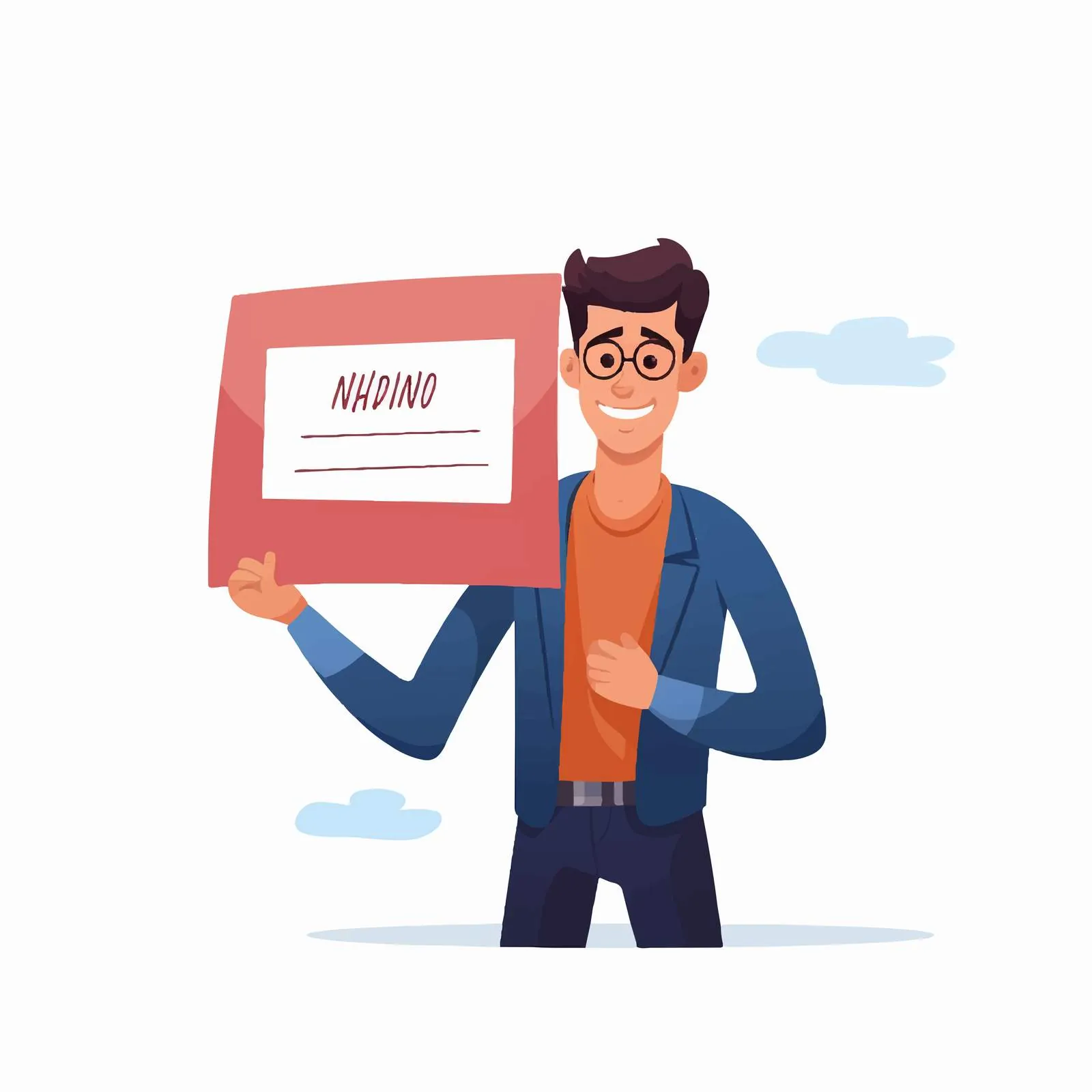 Friendly Male Job Applicant Holding Placard – free friendly demeanor image from Dotvec