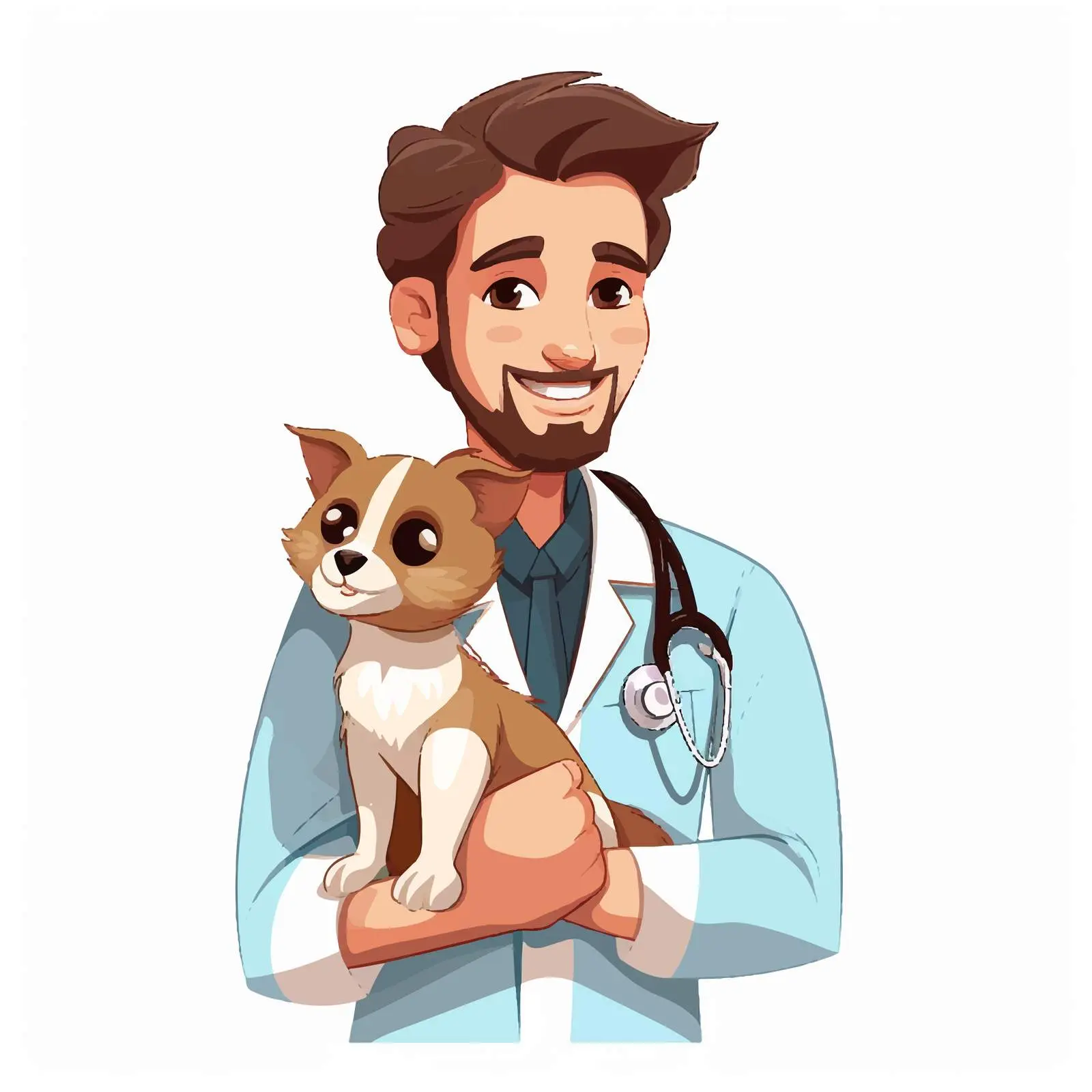 Friendly Veterinarian with Pet Vector Illustration — free download from Dotvec