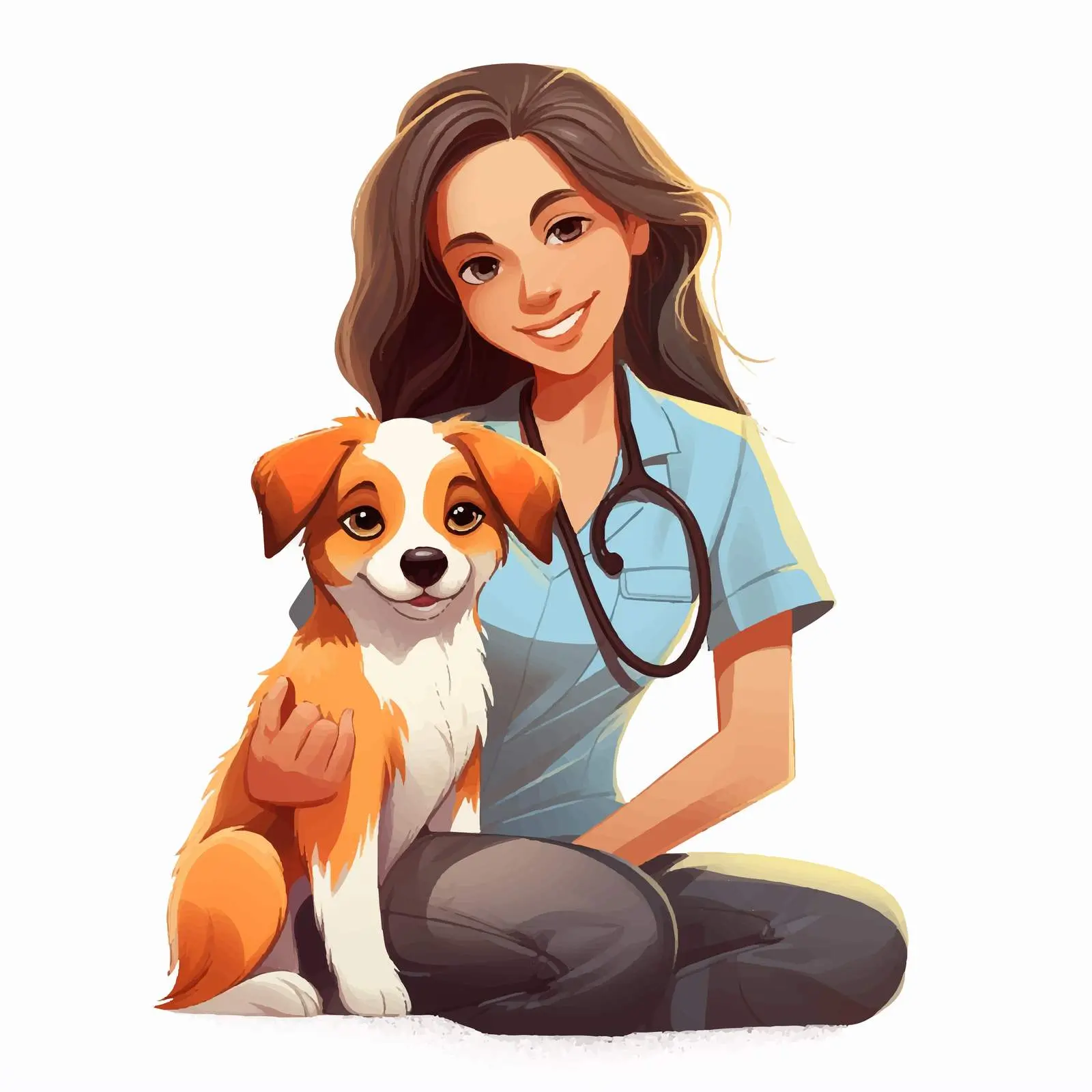 Friendly Veterinarian with Pet Vector Illustration – free companion animals image from Dotvec