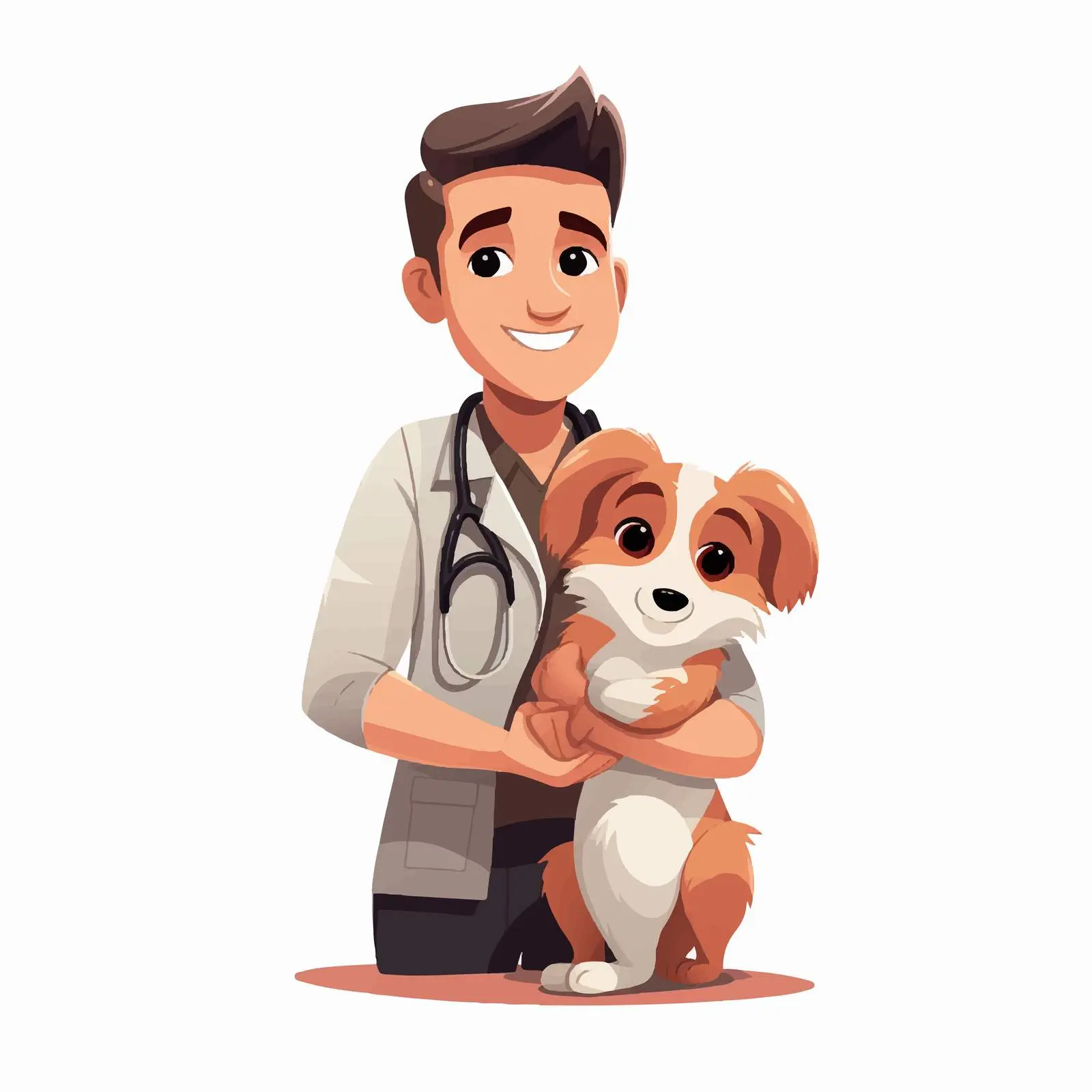 Friendly Veterinarian with Pet Vector Illustration — free download from Dotvec