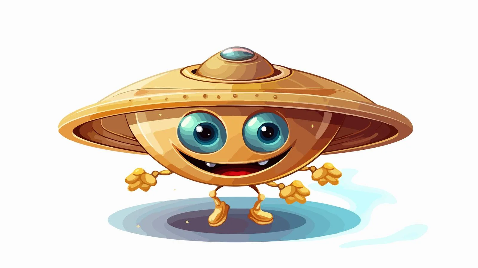 Friendly Alien in Flying Saucer Illustration — free download from Dotvec