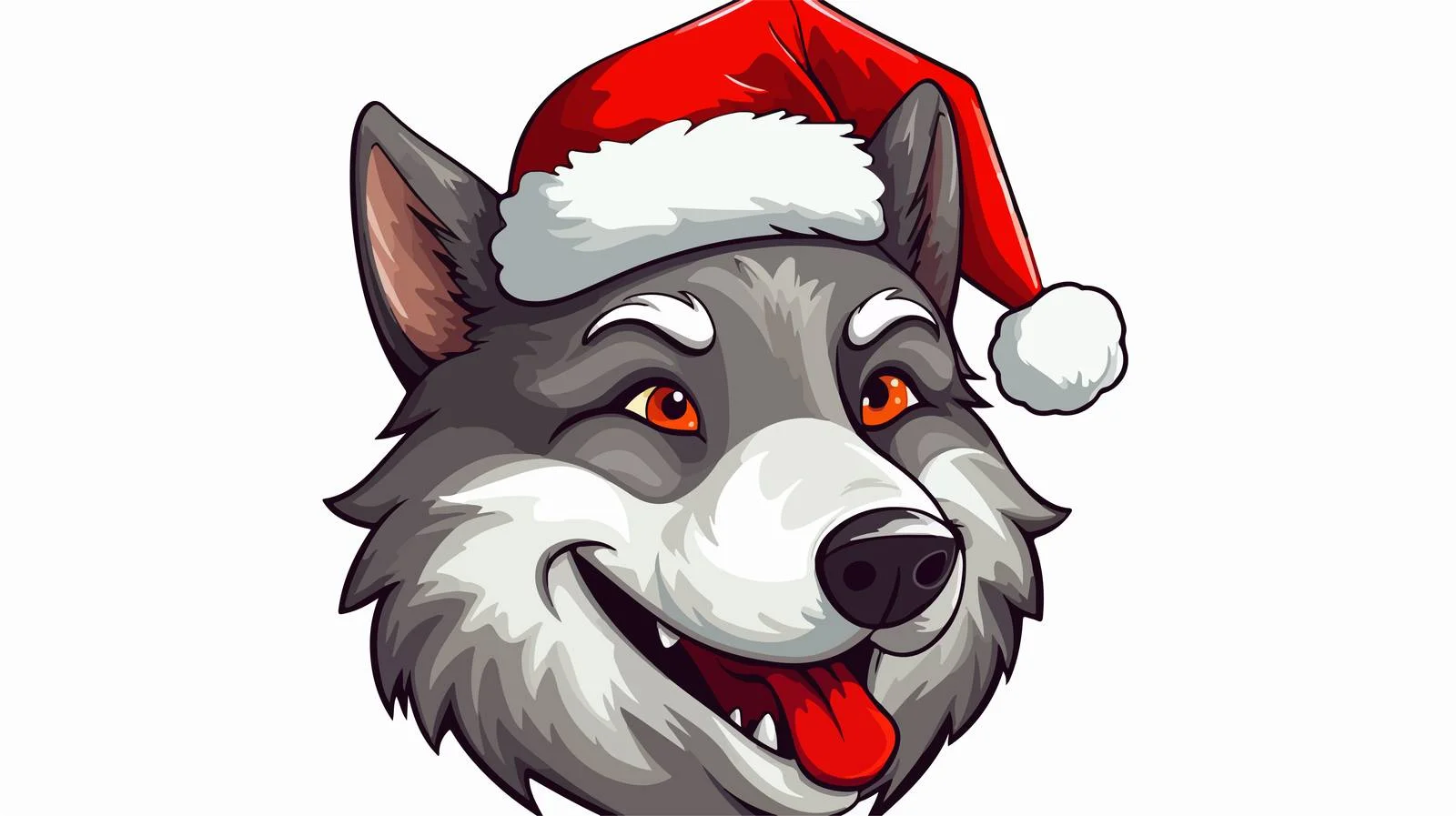 Quirky Wolf Santa Cartoon Icon — free download from Dotvec