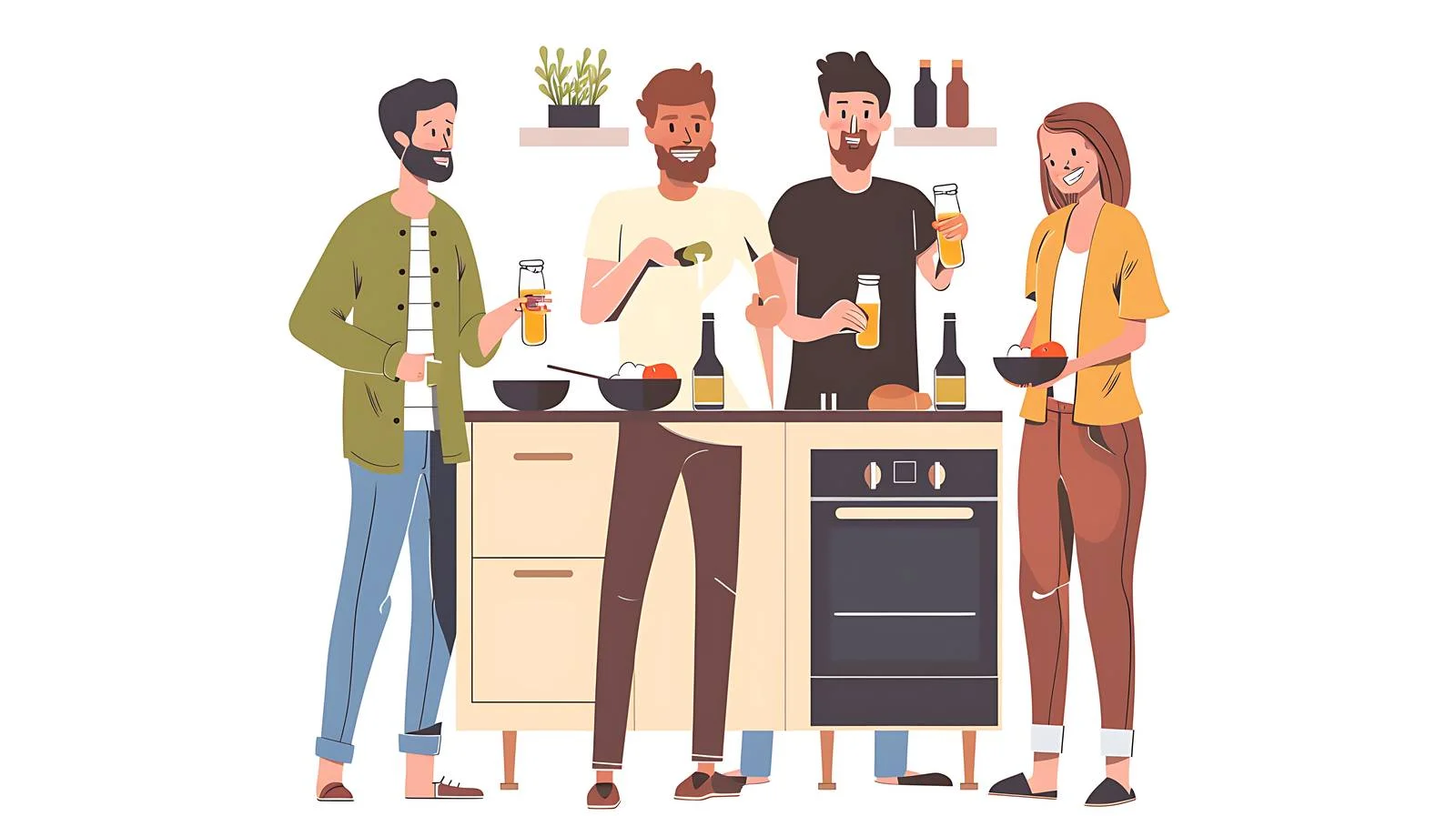 Social Cooking Gathering in Kitchen — free download from Dotvec
